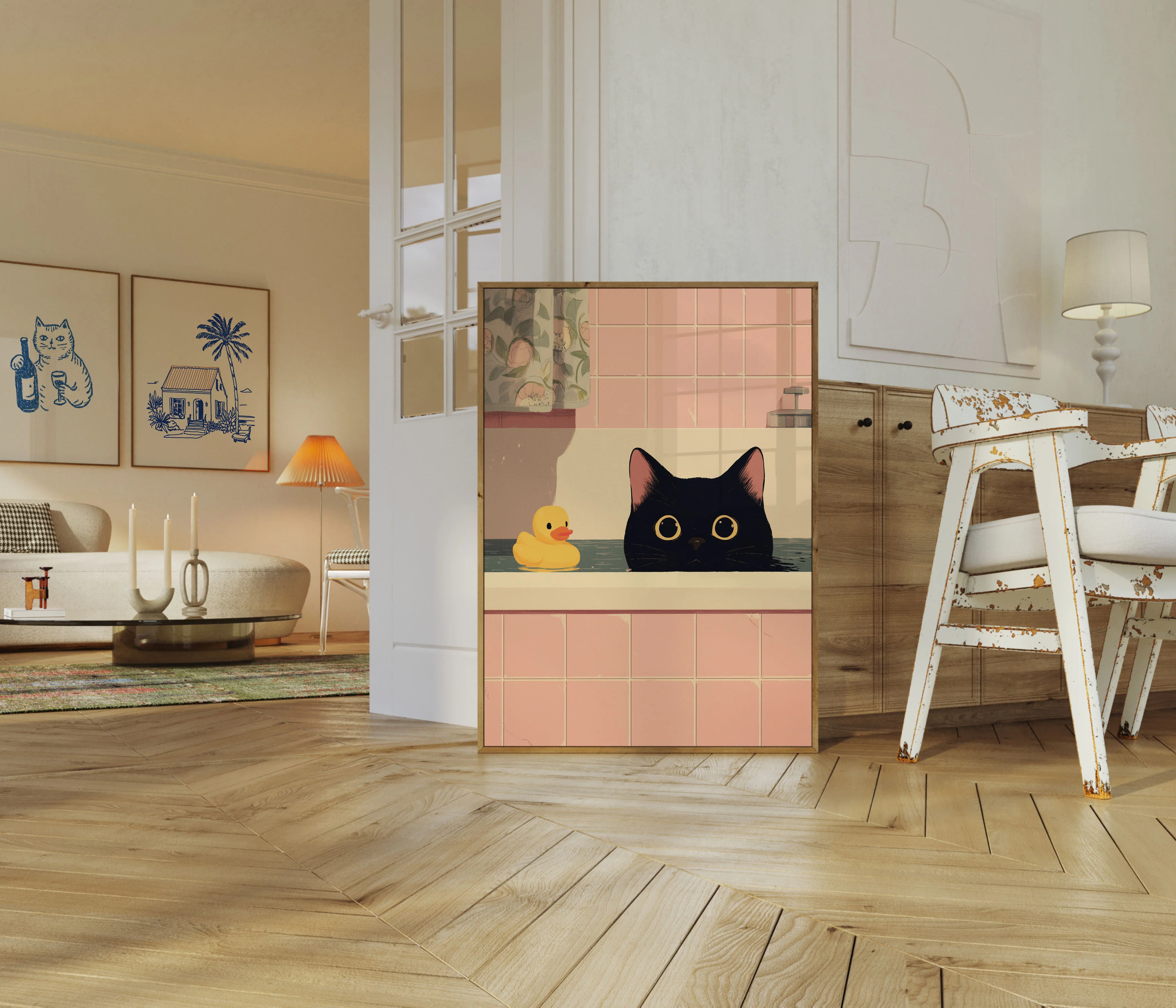 Black Cat in Bath Poster - Image 5