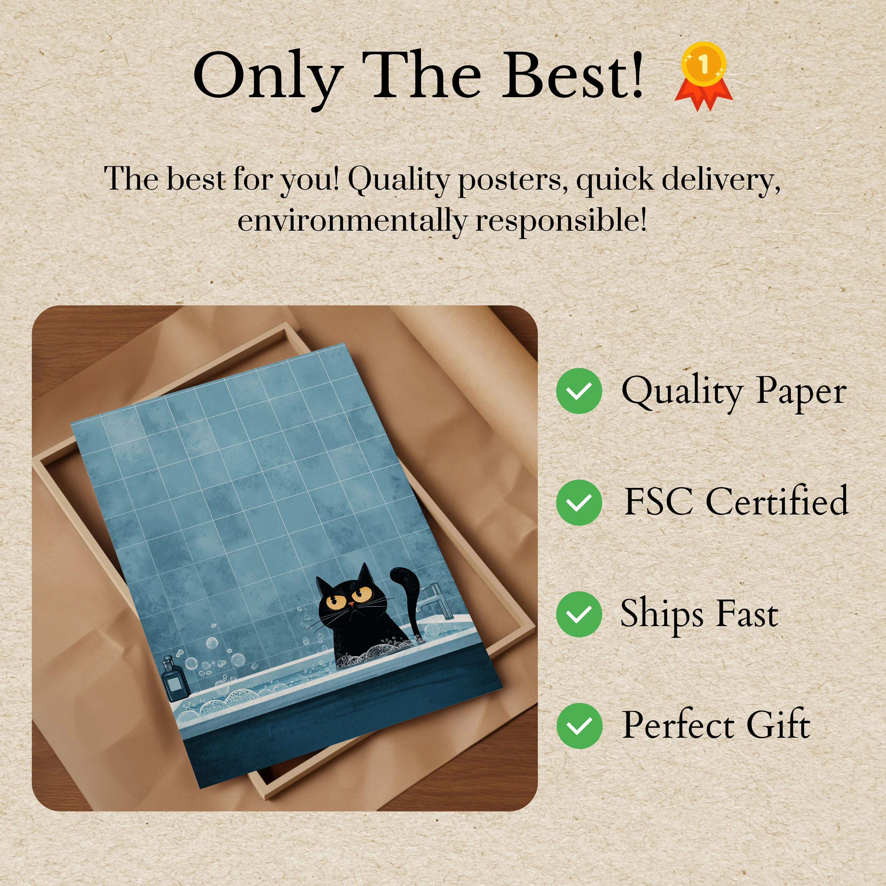 Black Cat in Bathroom Poster - Image 3
