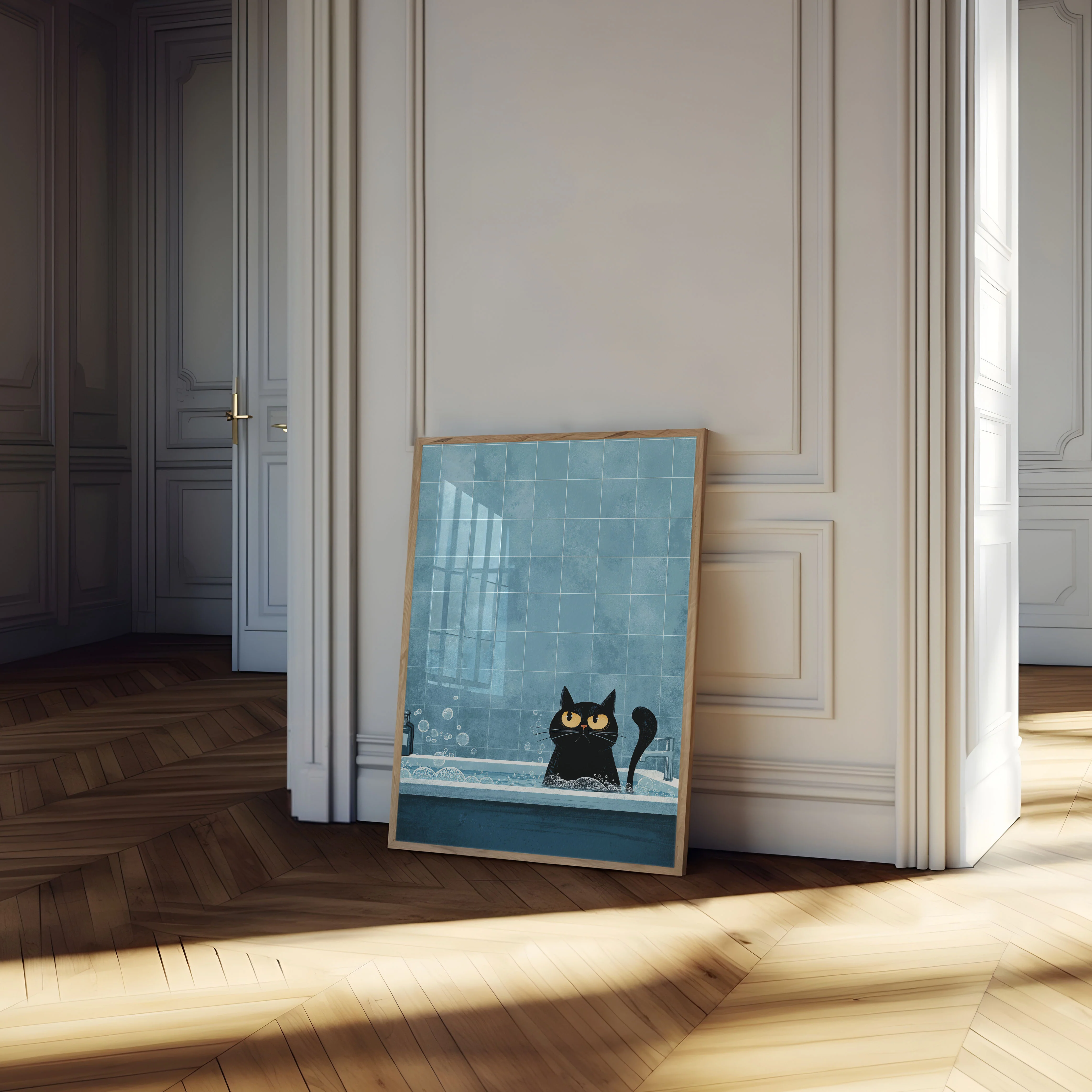 Black Cat in Bathroom Poster - Image 4