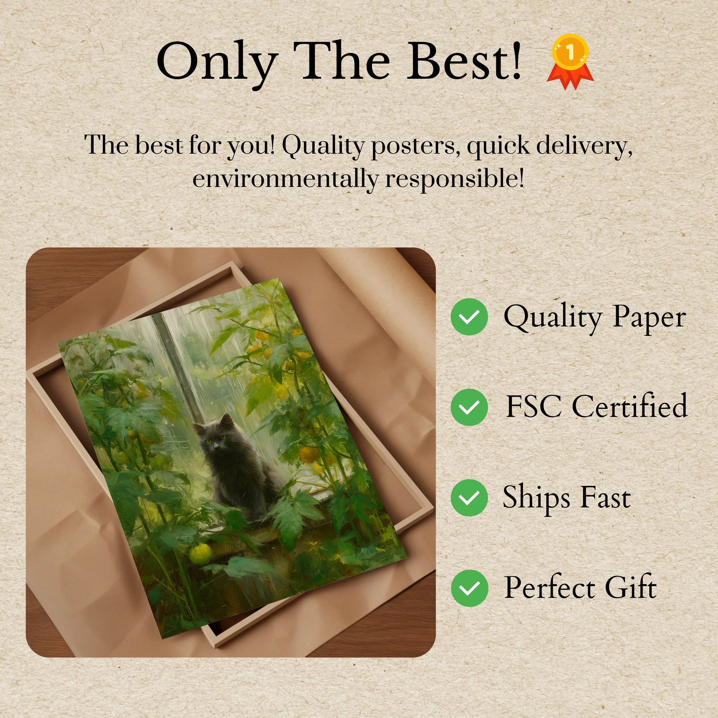 Black Cat in Garden Poster - Image 3