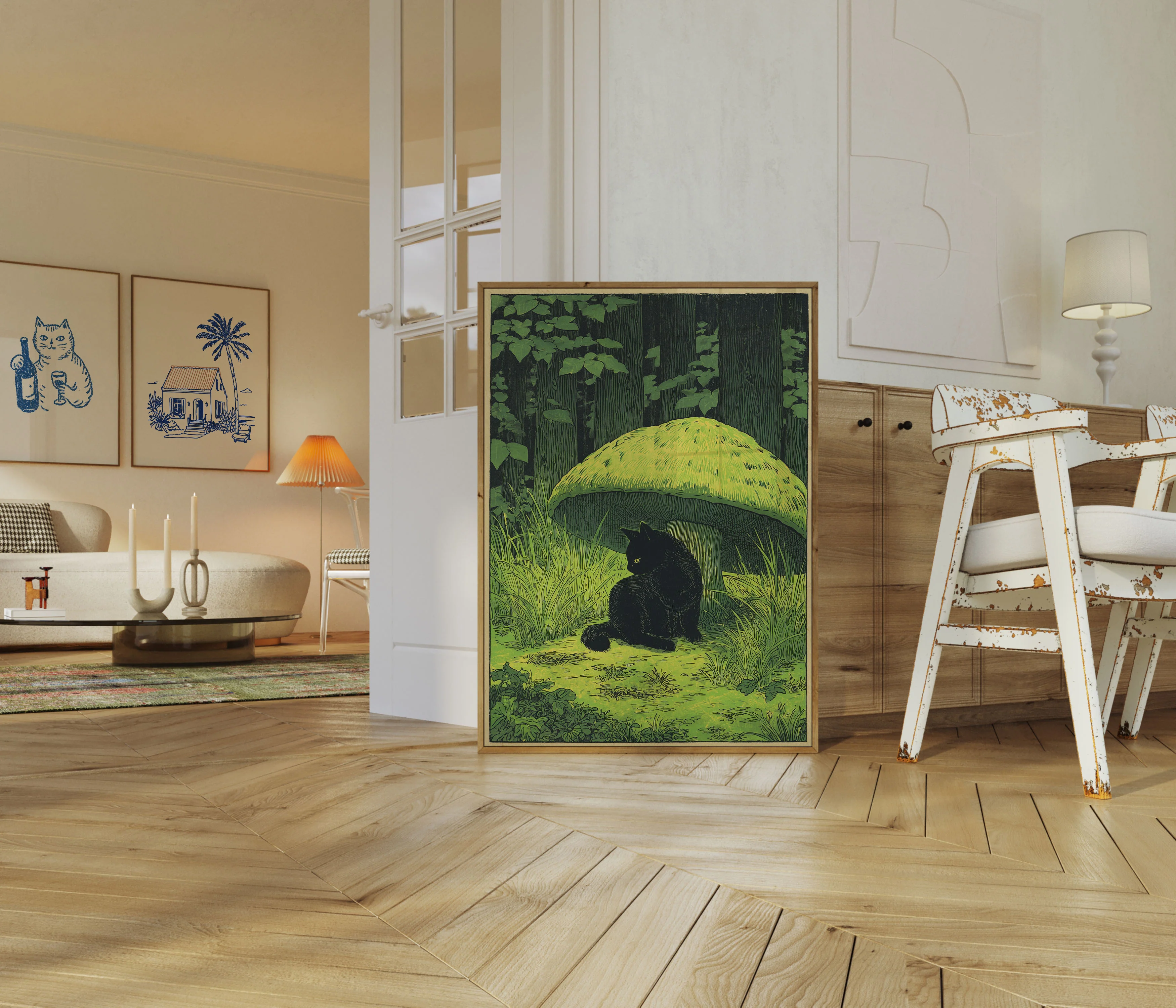 Black Cat in Garden Shelter Poster - Image 5