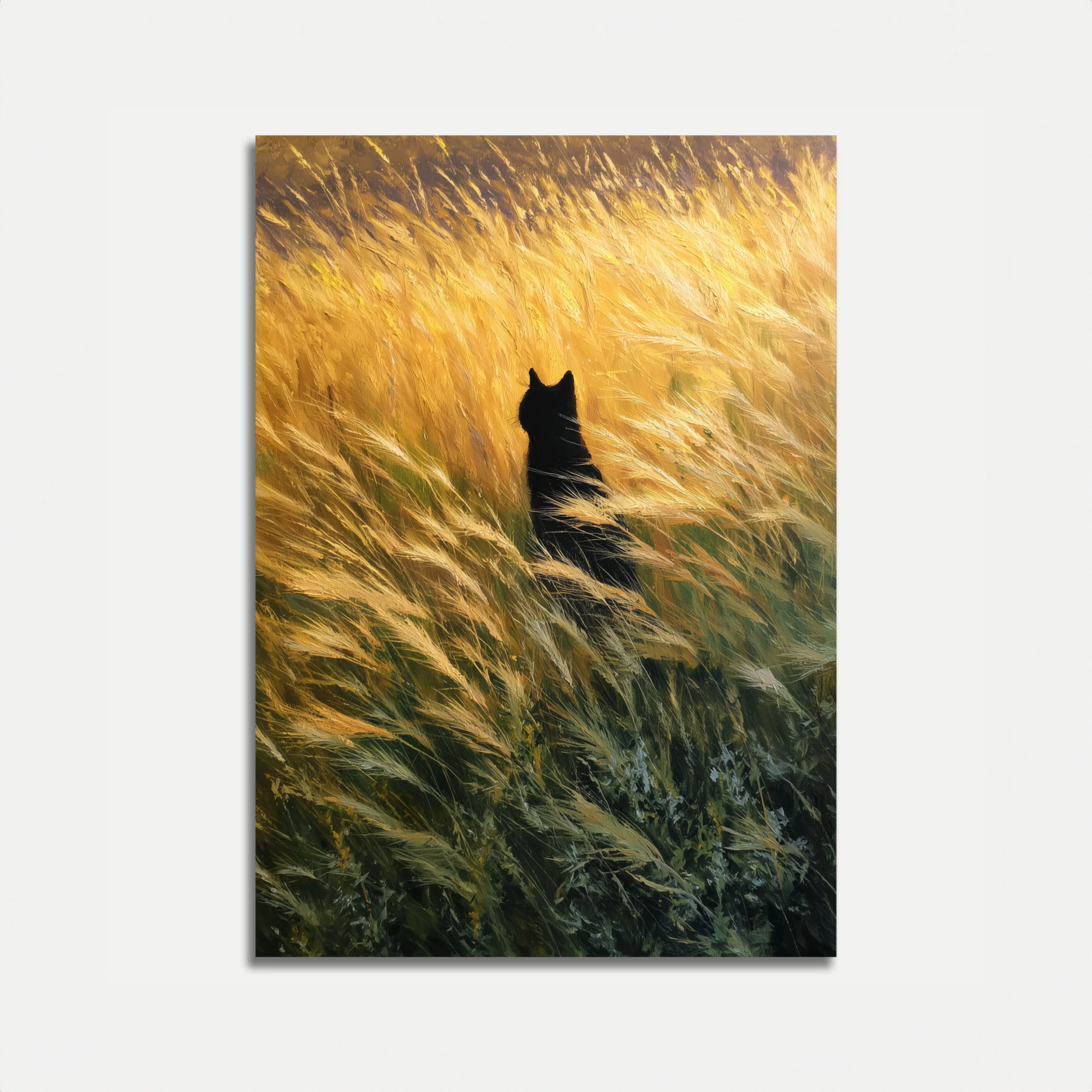Black Cat in Golden Wheat Poster