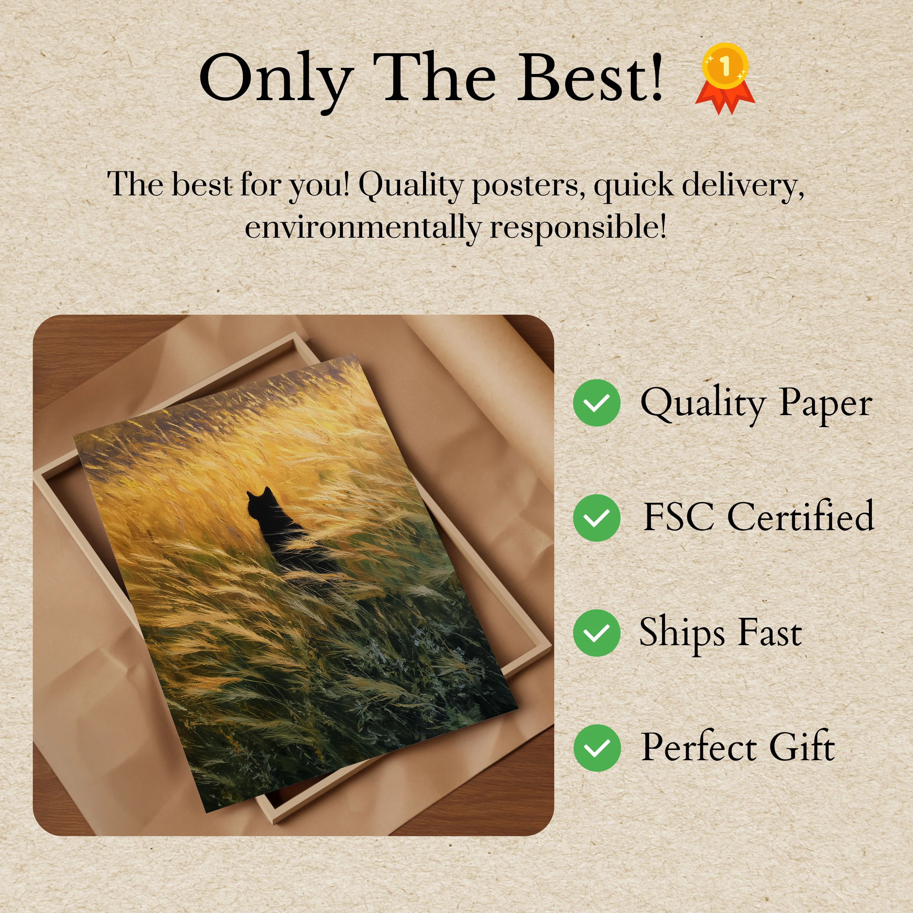Black Cat in Golden Wheat Poster - Image 3