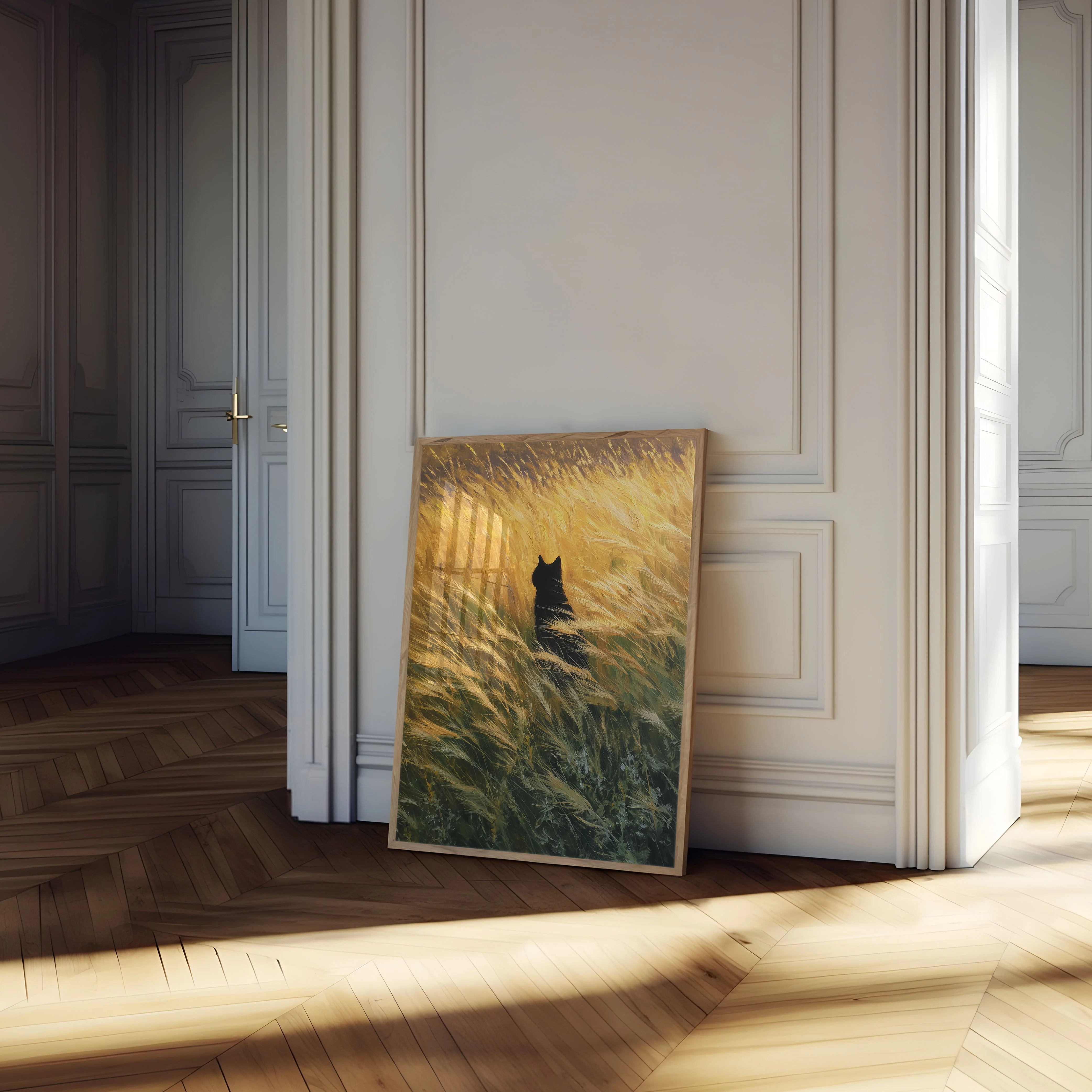 Black Cat in Golden Wheat Poster - Image 4