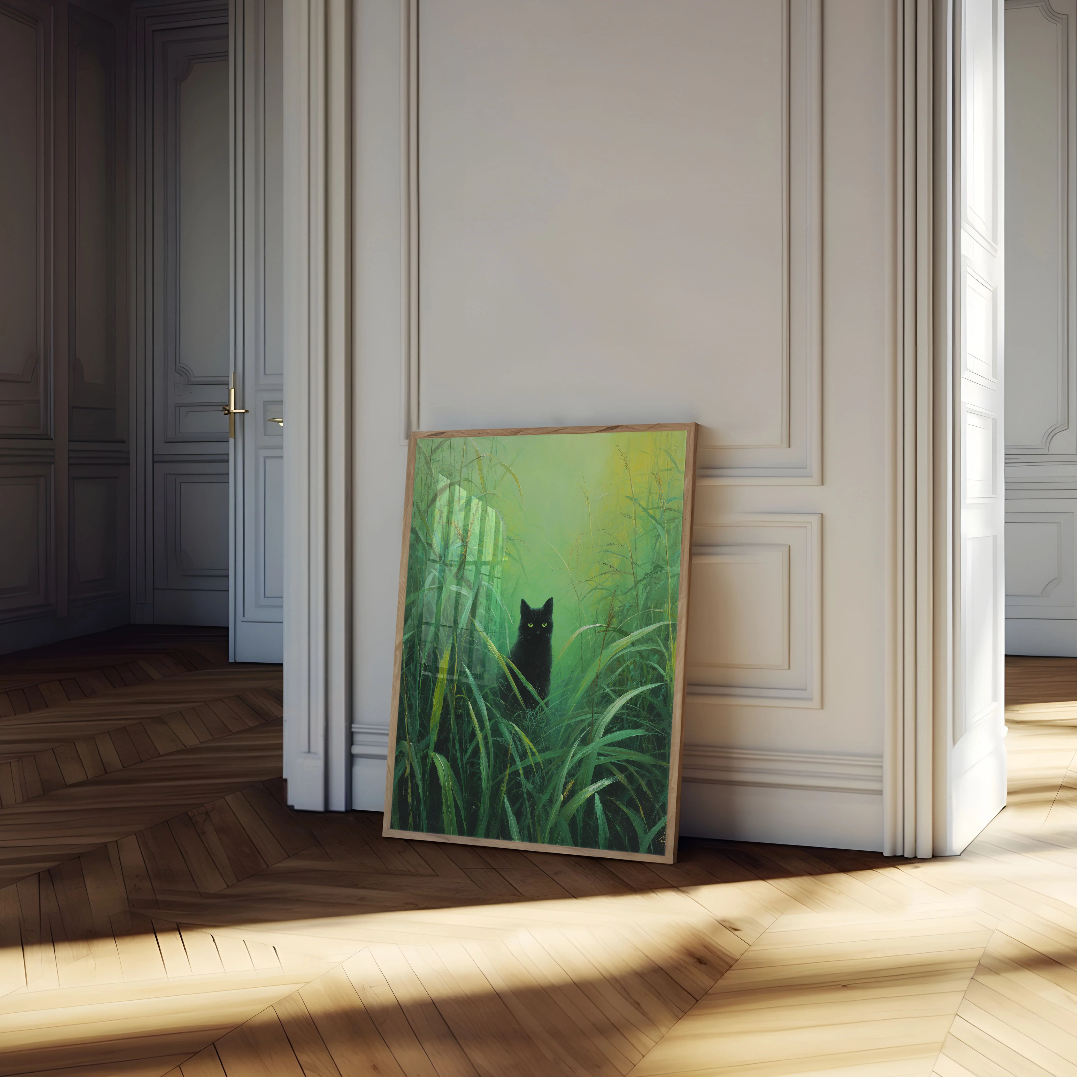 Black Cat in Grass Poster - Image 4