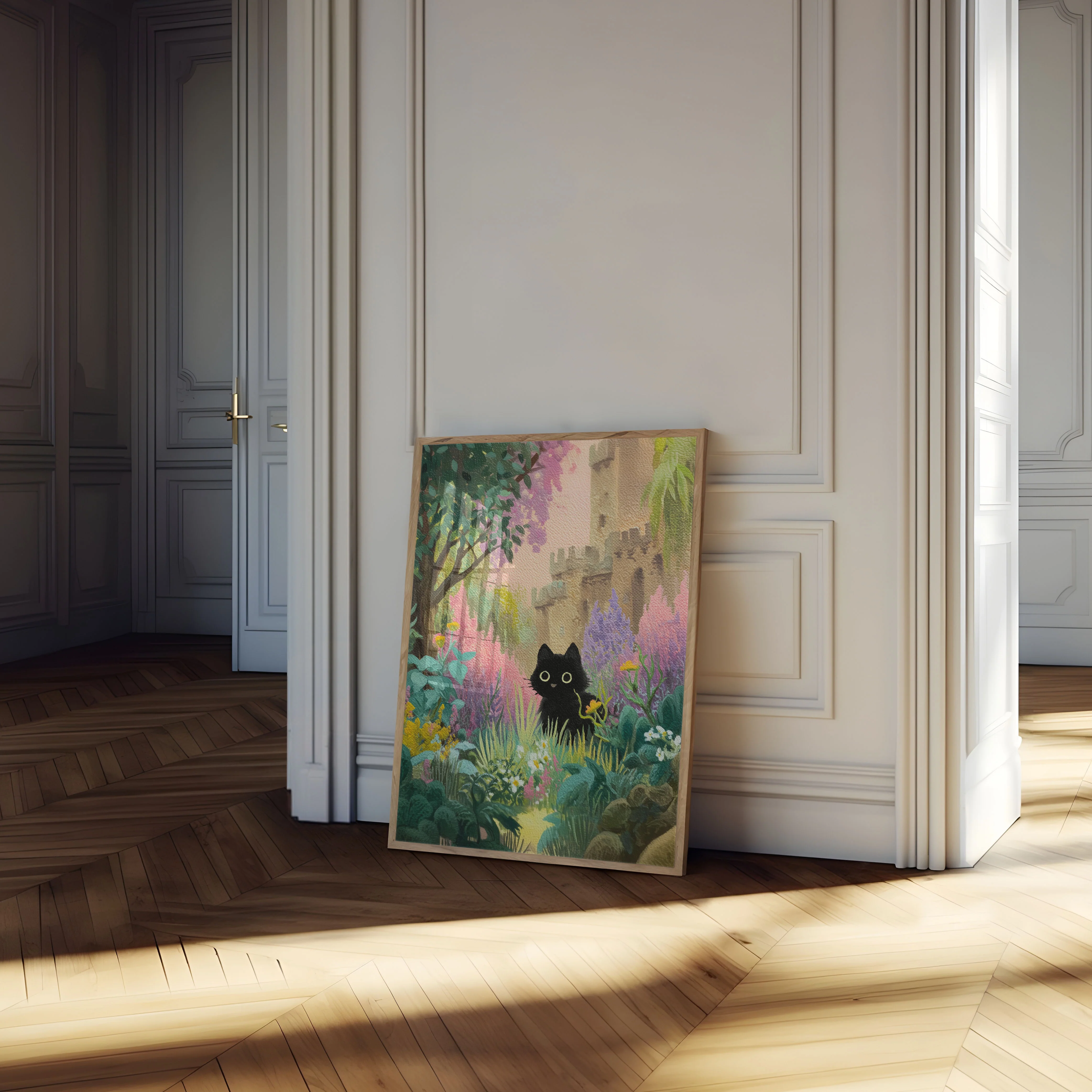 Black Cat in Magical Garden Poster - Image 4