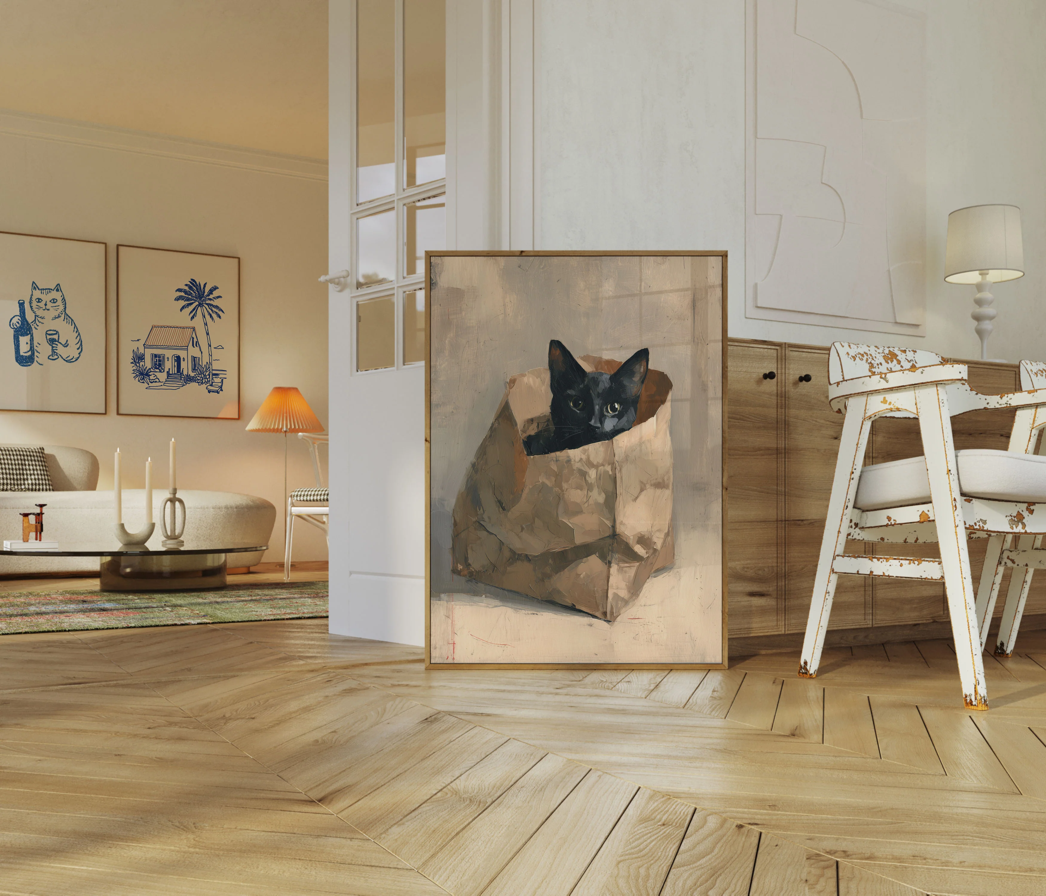 Black Cat in Paper Bag Poster - Image 5