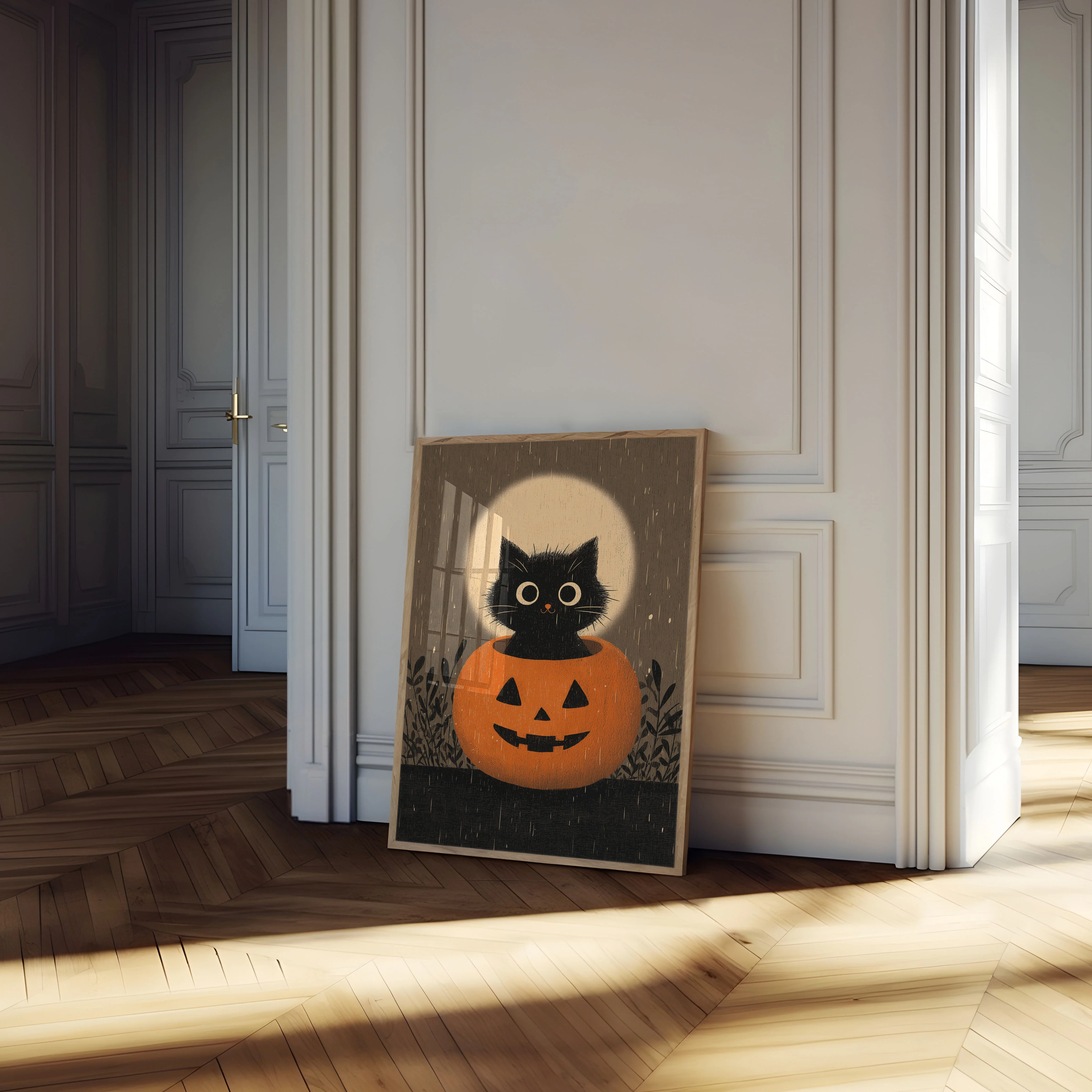 Black Cat in Pumpkin Poster - Image 4