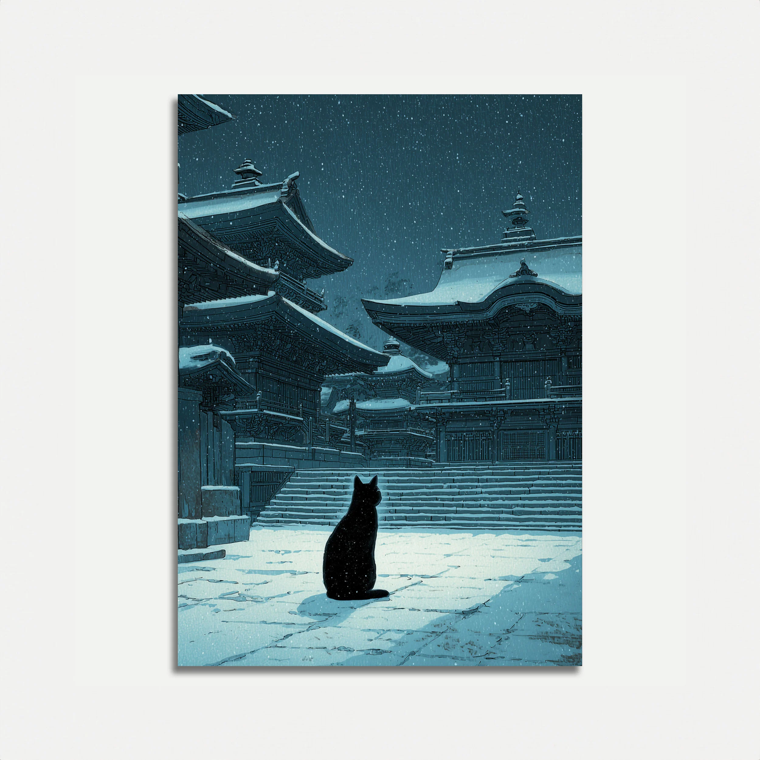 Black Cat in Snow Poster
