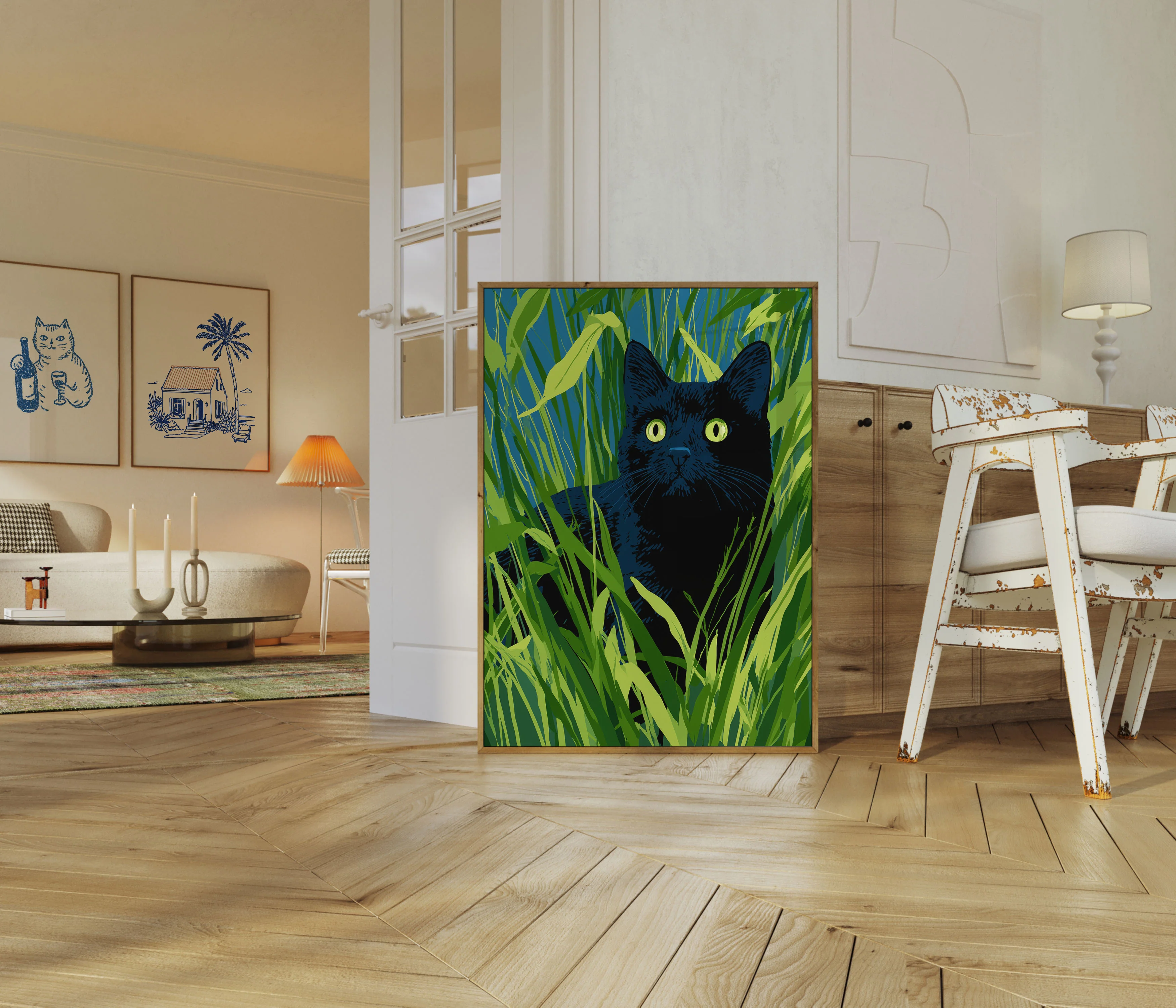 Black Cat in Tall Grass Poster - Image 5