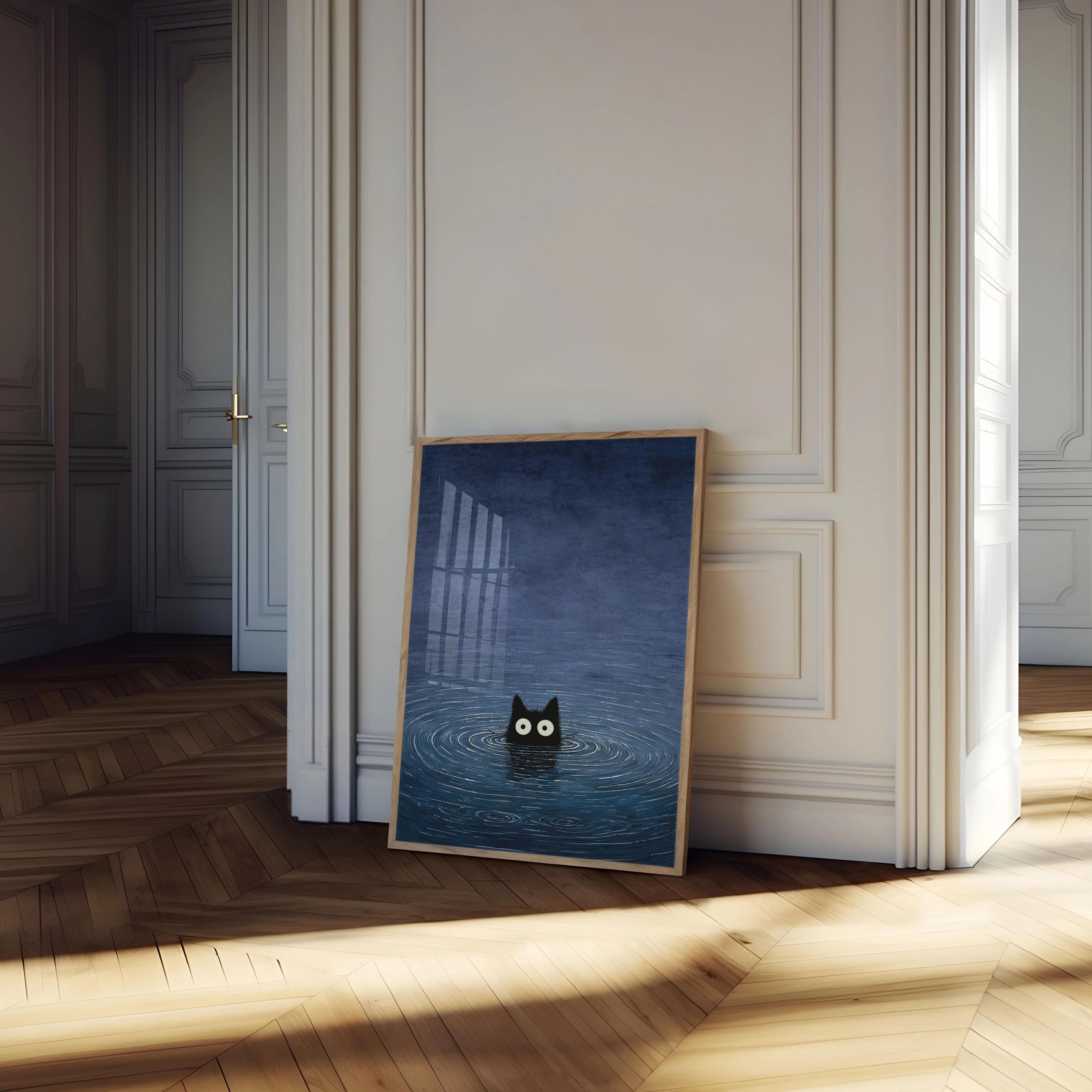 Black Cat in Water Poster - Image 4