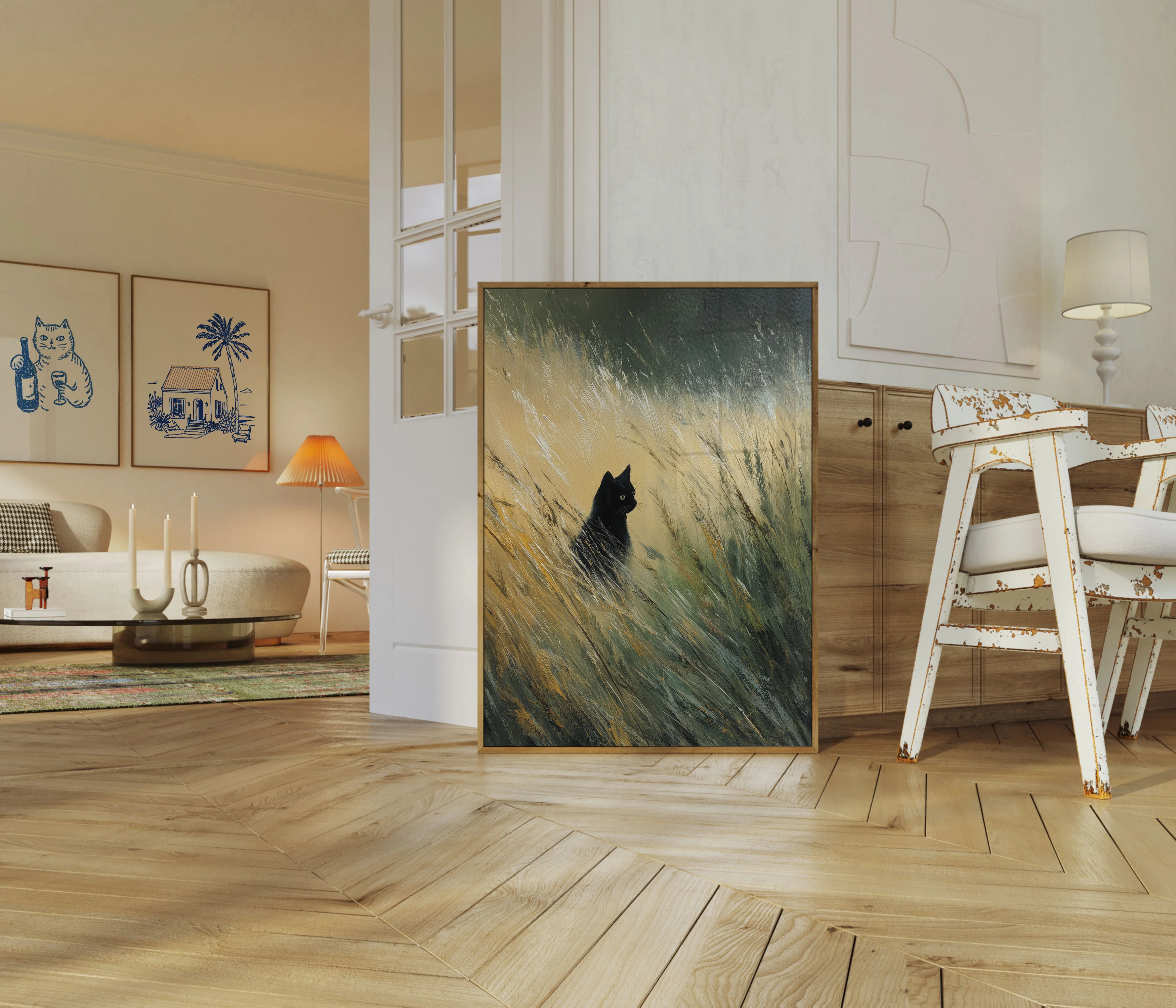 Black Cat in Wheat Field Poster - Image 5