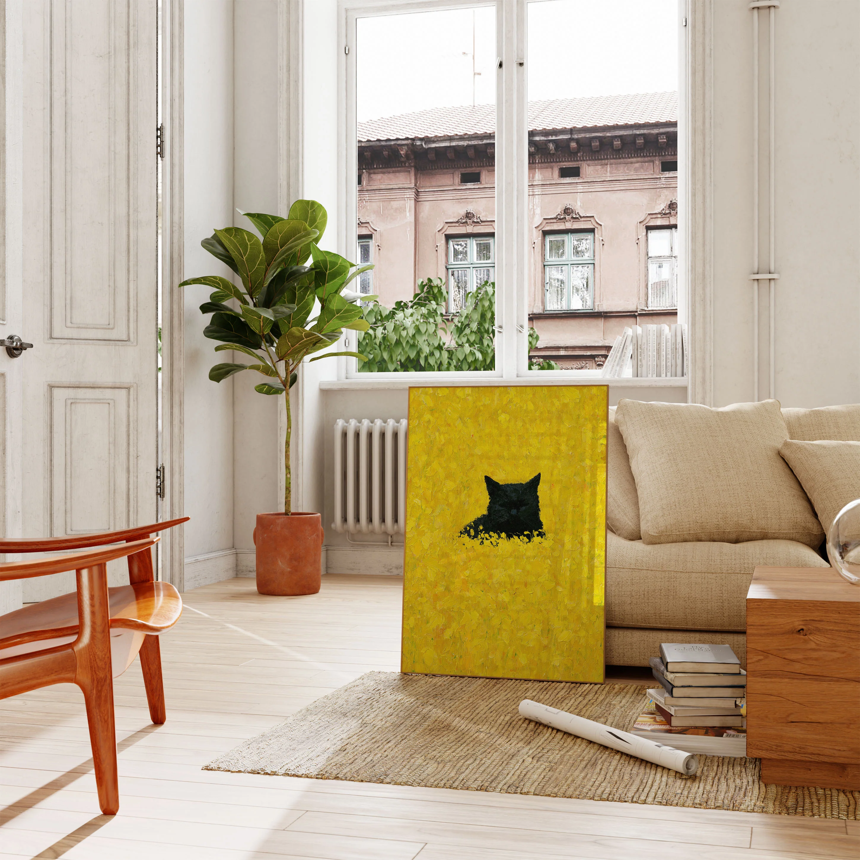 Black Cat in Yellow Poster - Image 2