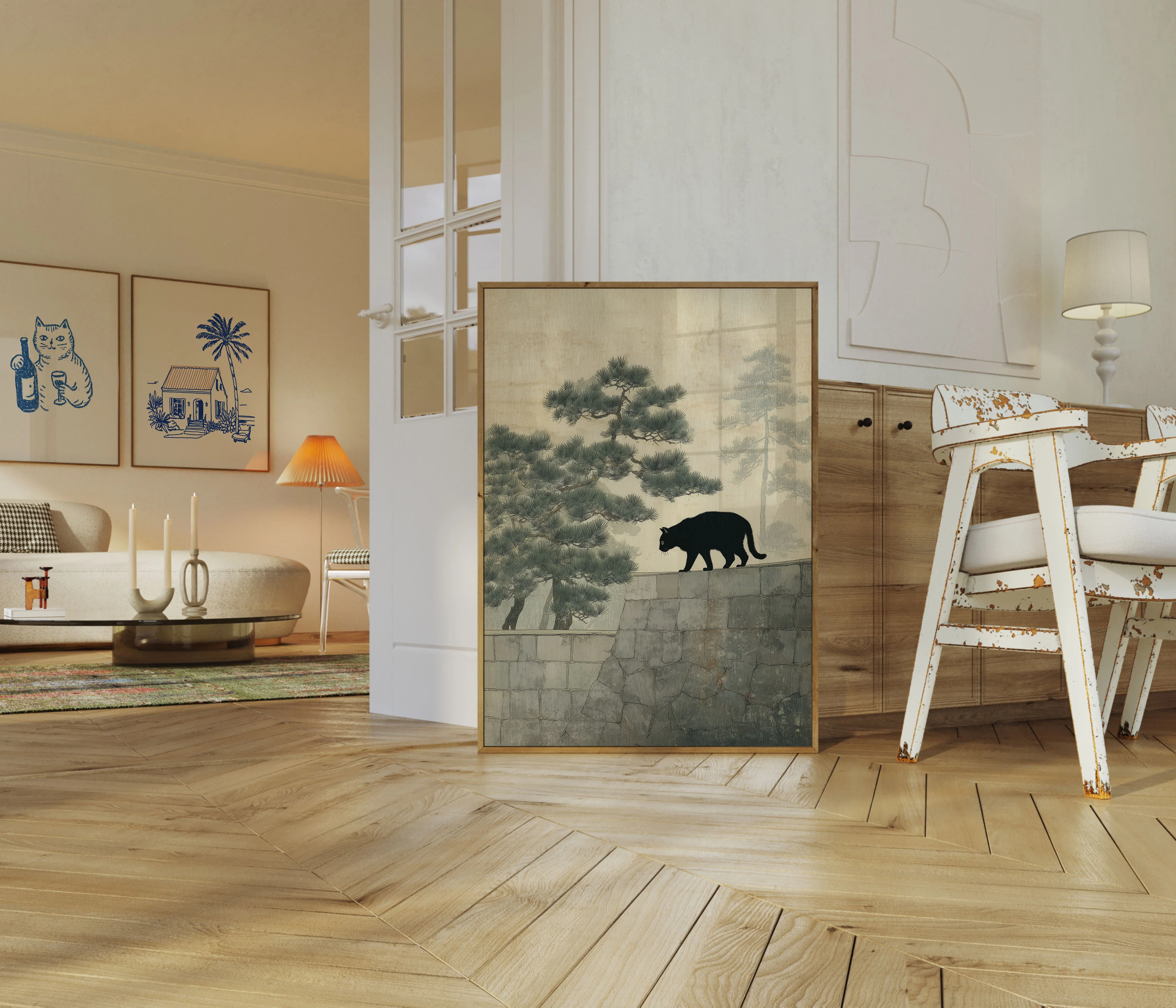 Black Cat on Stone Wall Poster - Image 5