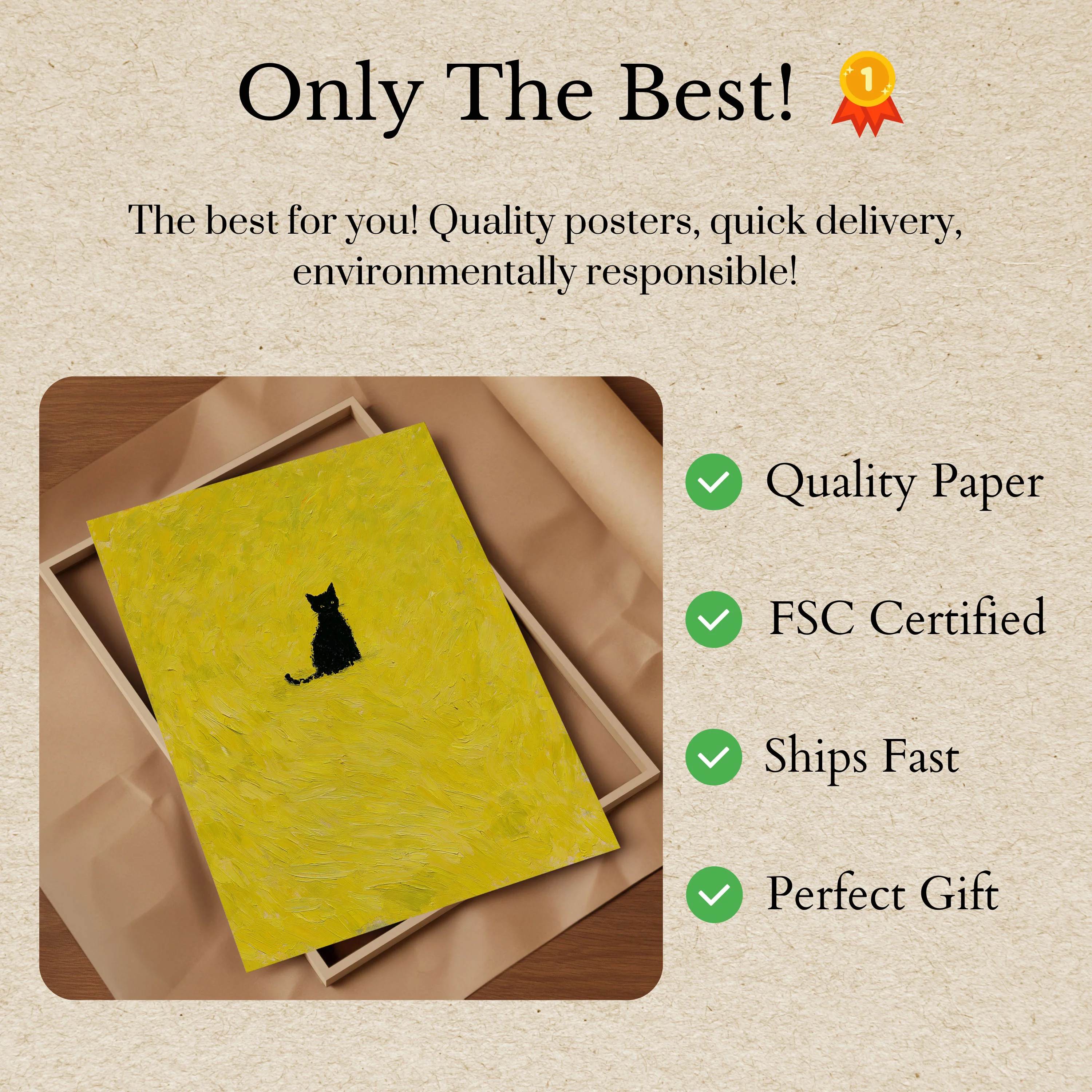 Black Cat on Yellow Poster - Image 3