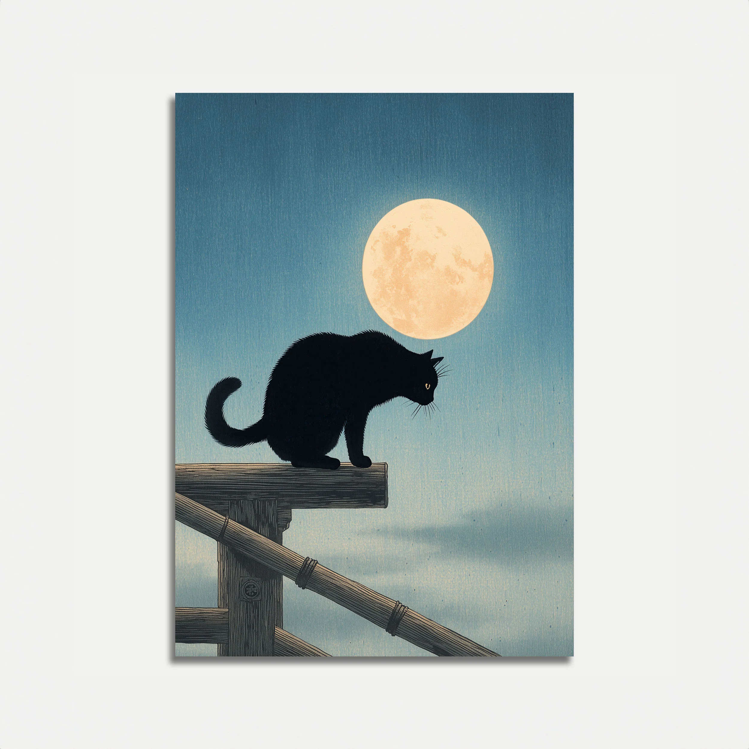 Black Cat Under the Moon Poster