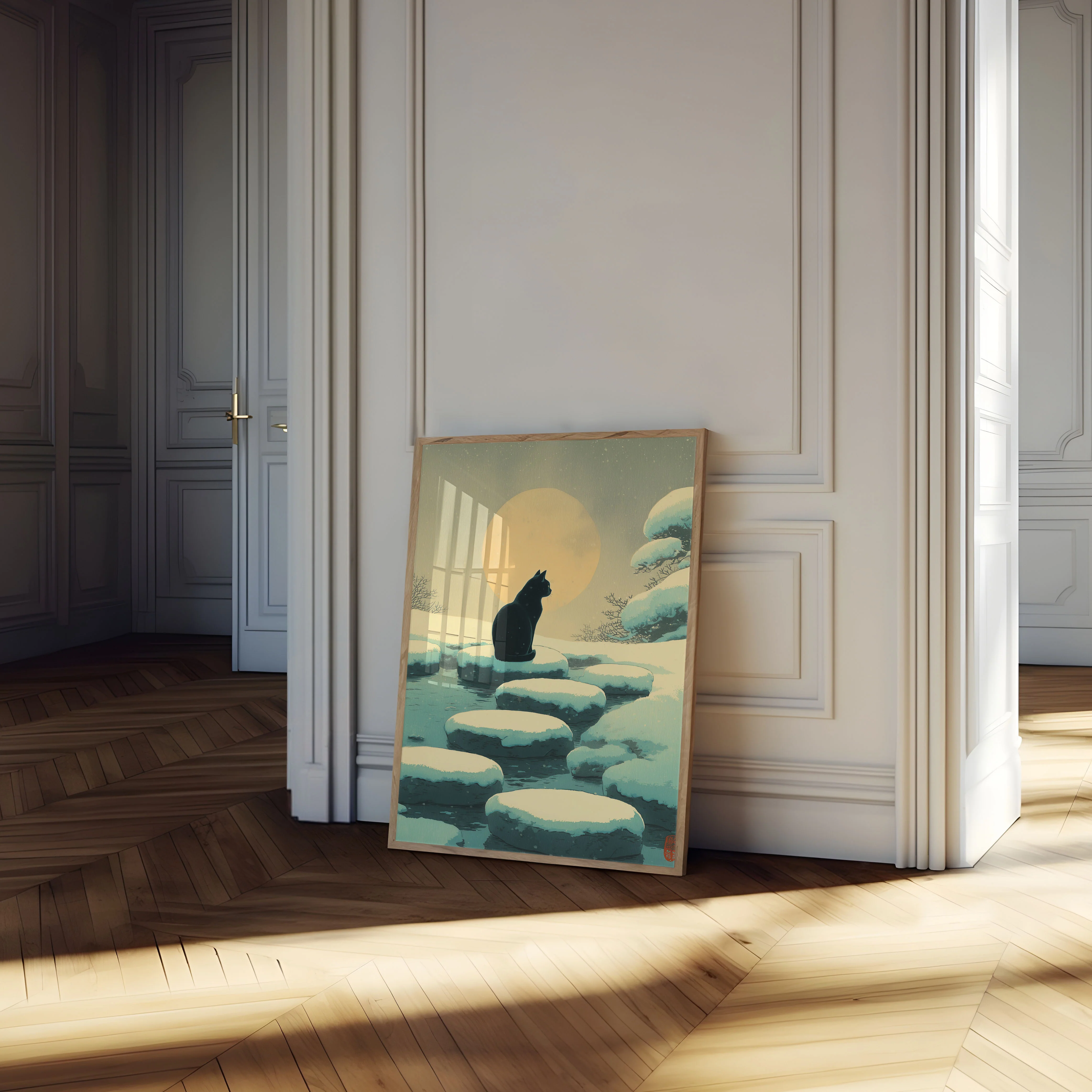 Black Cat Winter Moon Poster - Image 4