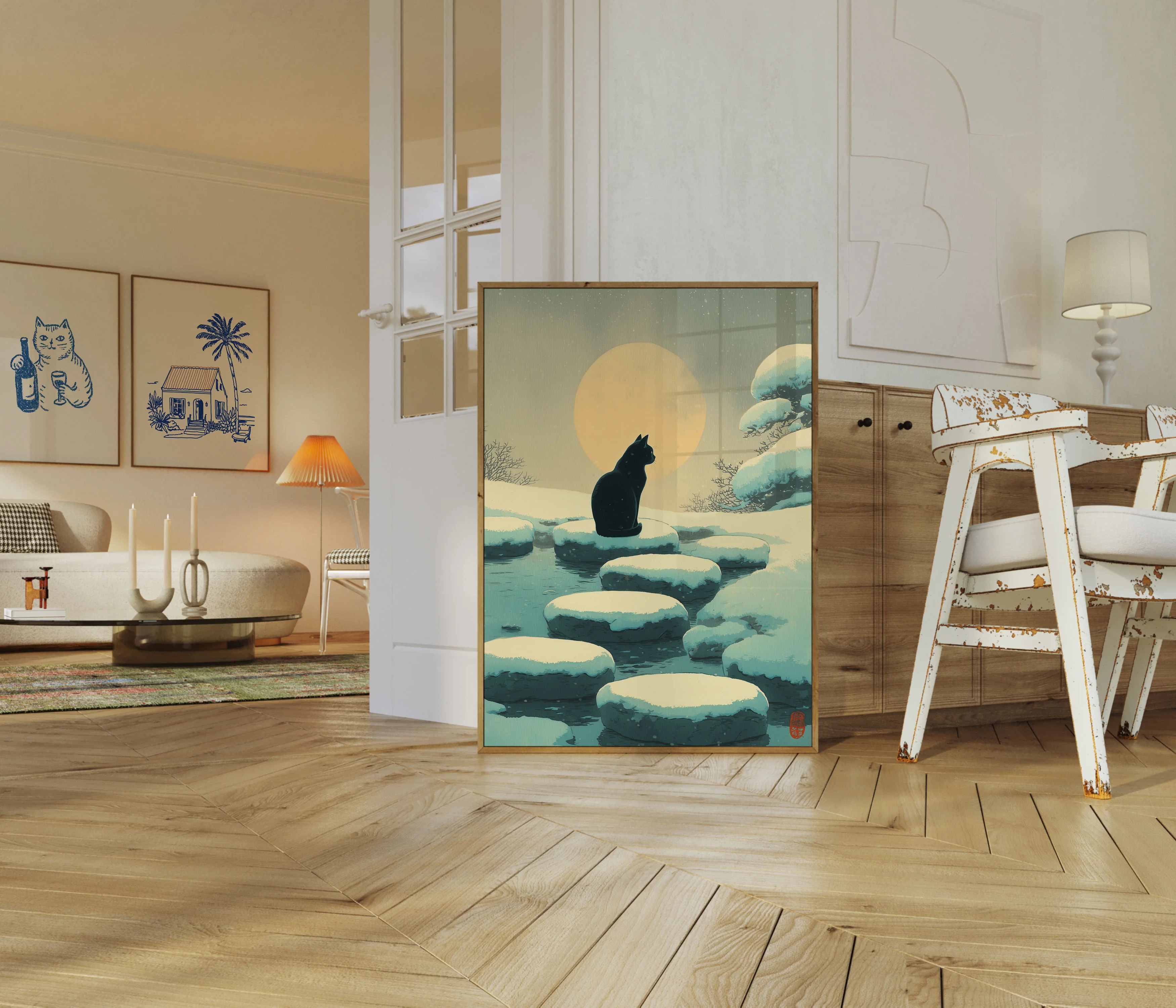 Black Cat Winter Moon Poster - Image 5