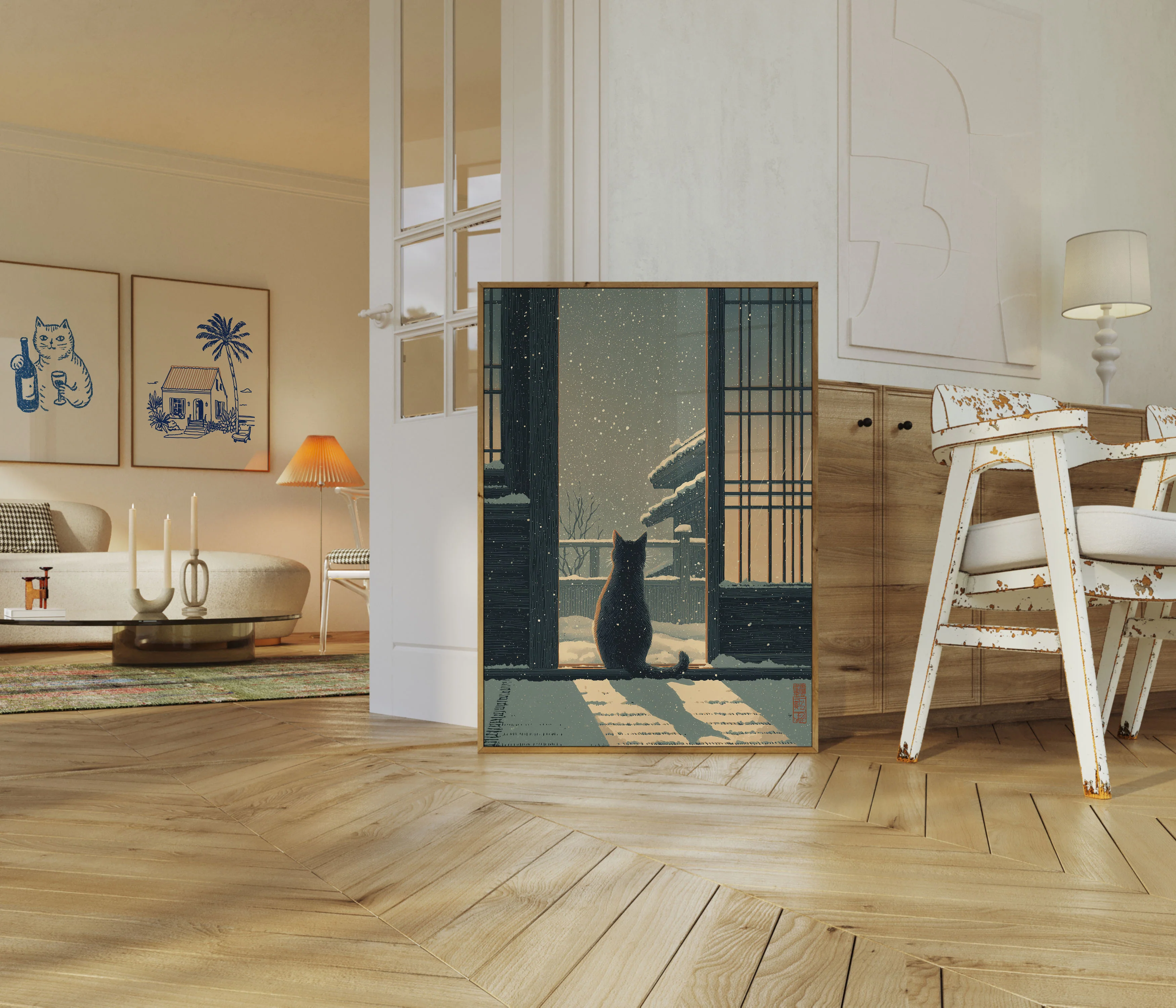 Black Cat Winter Window Poster - Image 5
