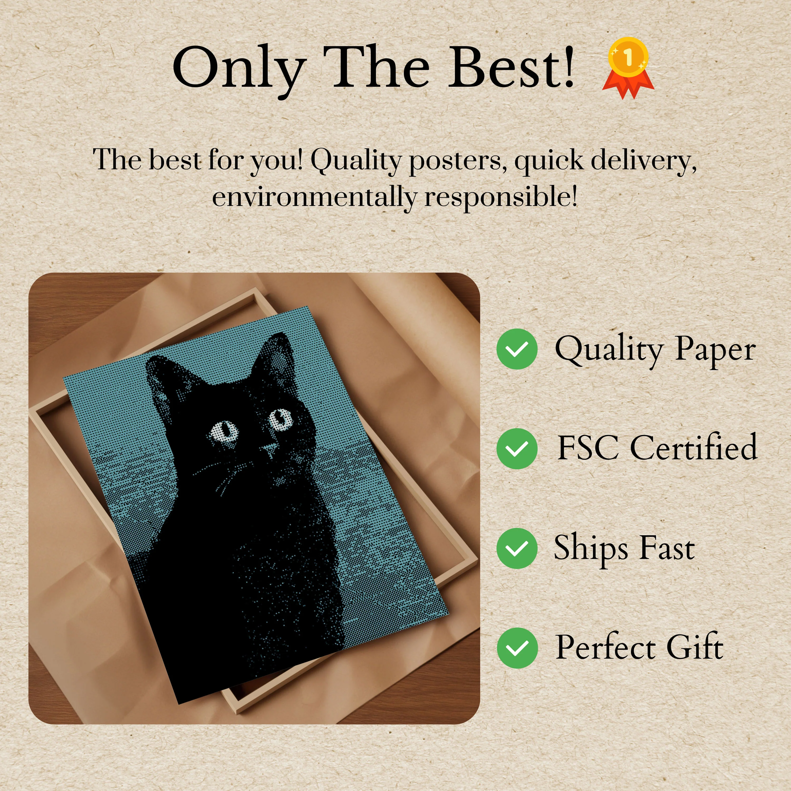 Black Cat with Glowing Eyes Poster - Image 3