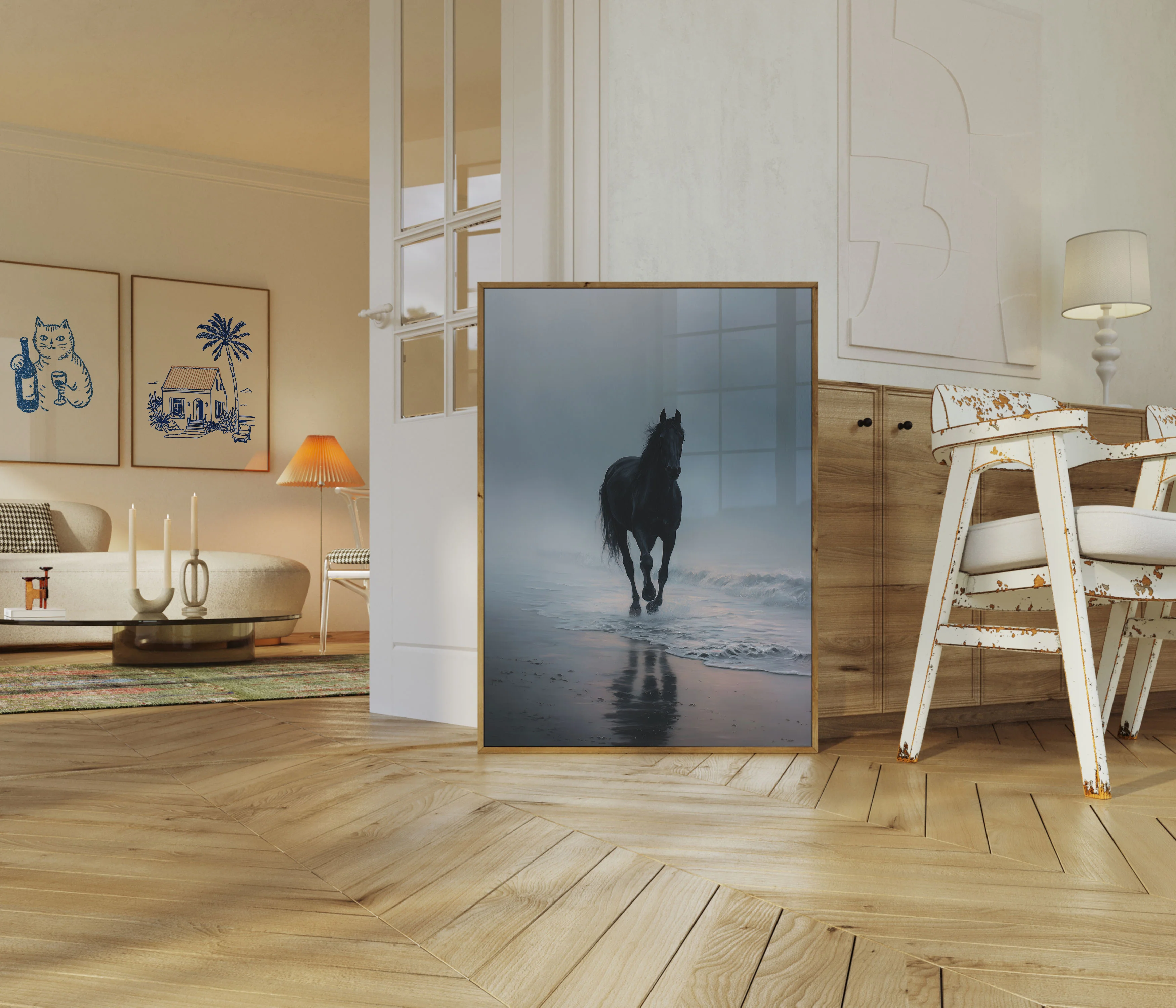 Black Horse Running Beach Poster - Image 5