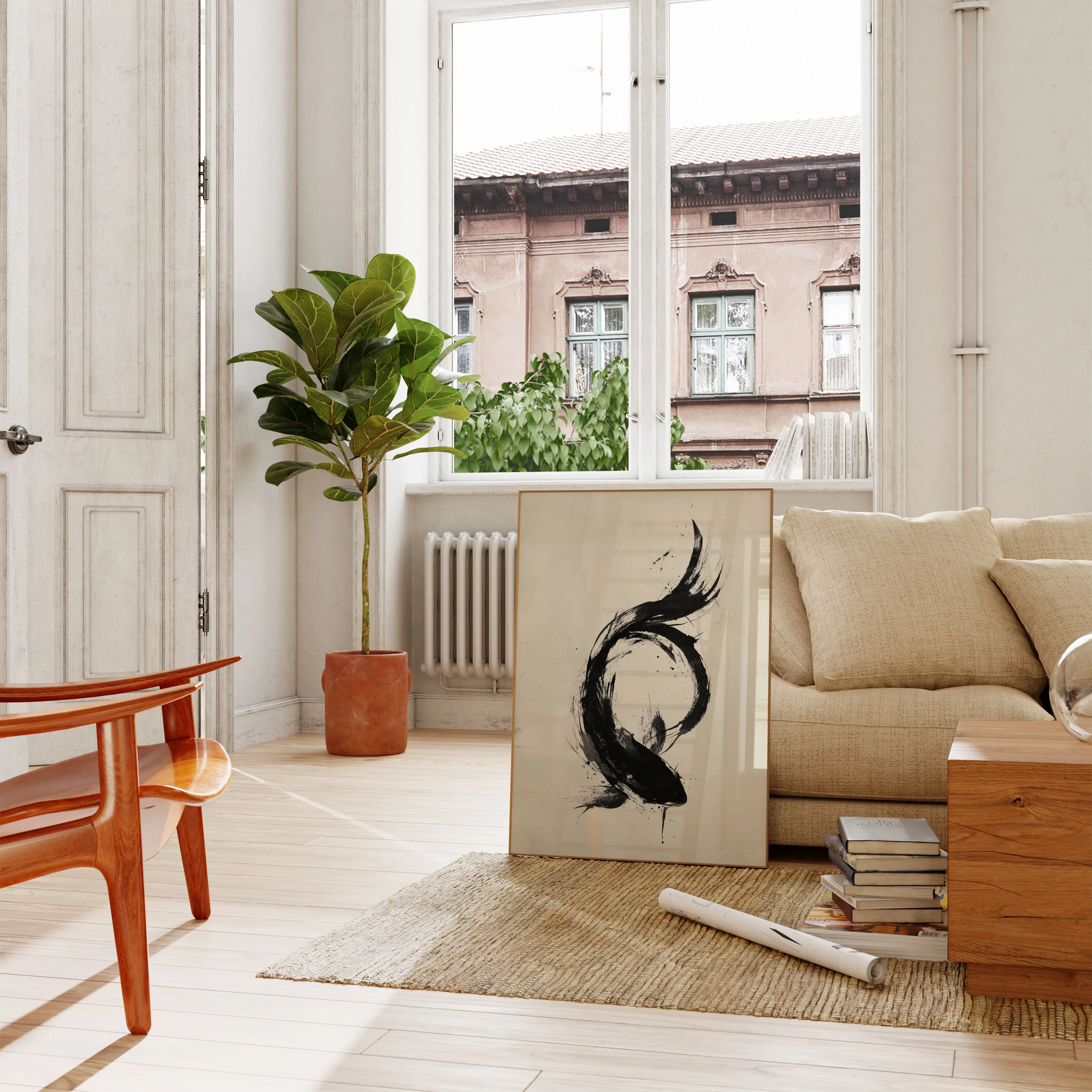 Black Ink Koi Fish Poster - Image 2