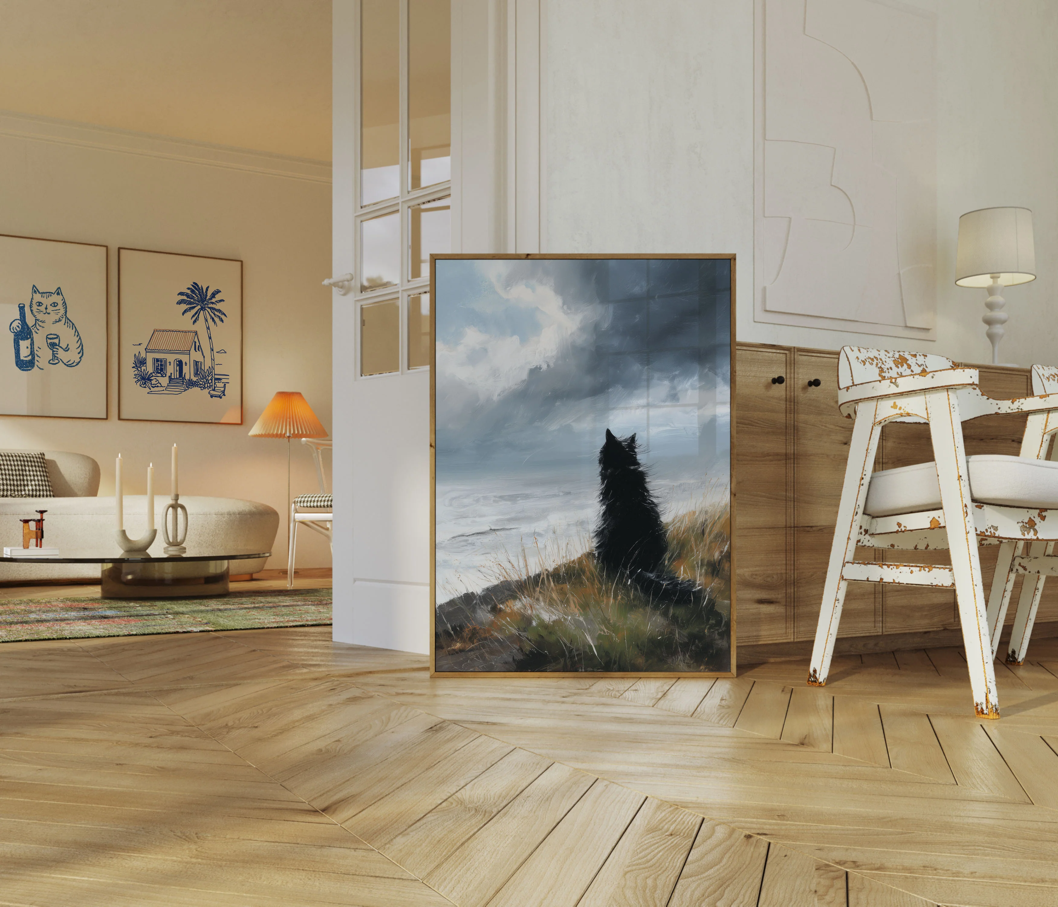 Black Wolf Coastal Contemplation Poster - Image 5