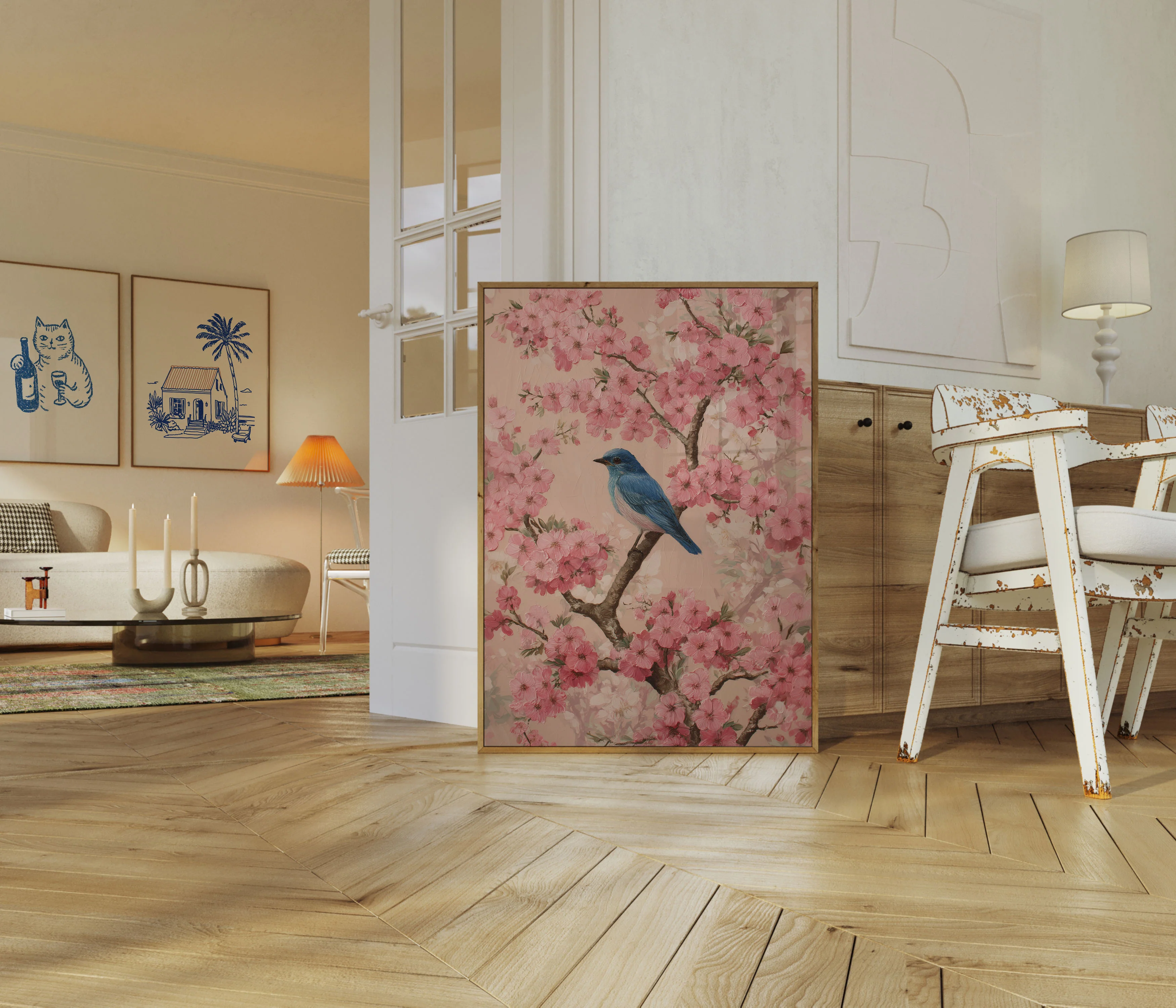 Blue Bird Cherry Blossom Poster - Image 5