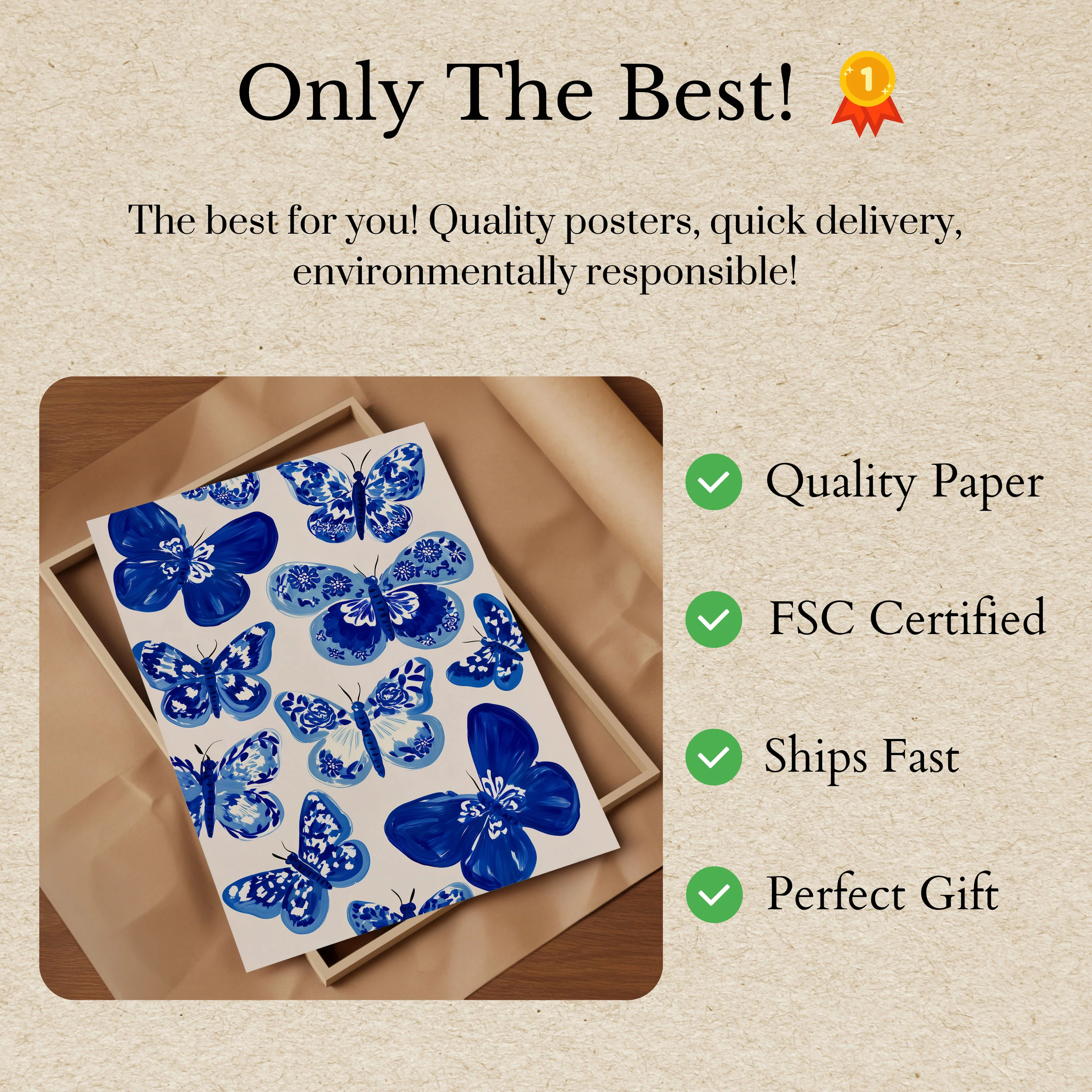 Blue Butterfly Garden Poster - Image 3