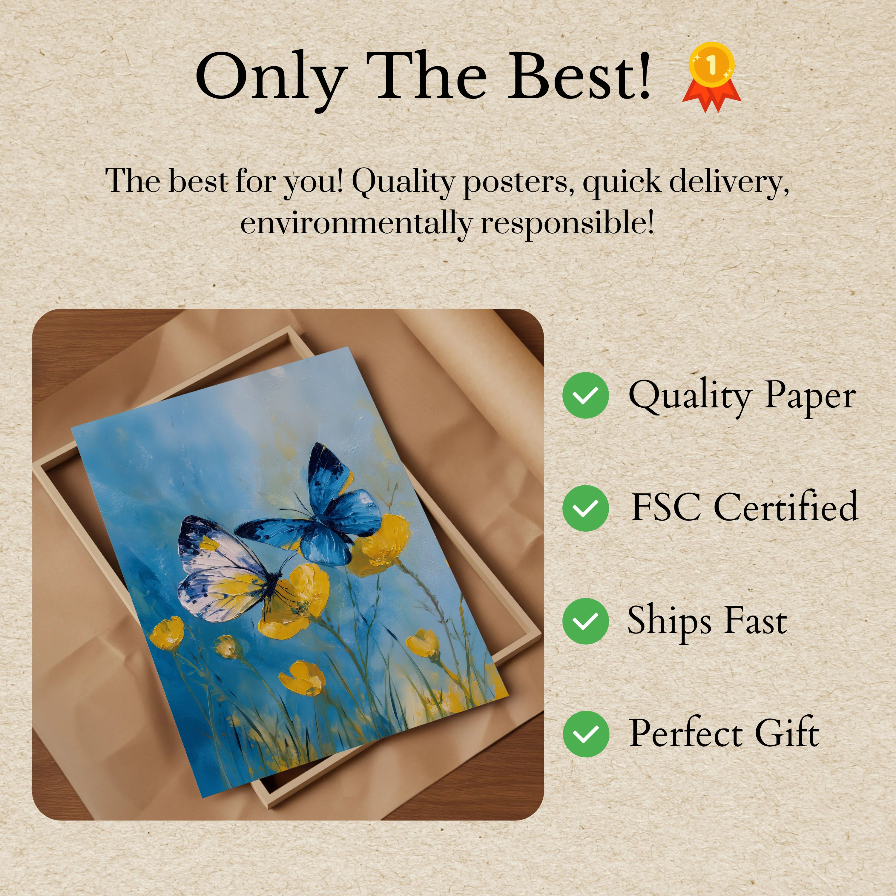Blue Butterfly Nature Poster - Image 3