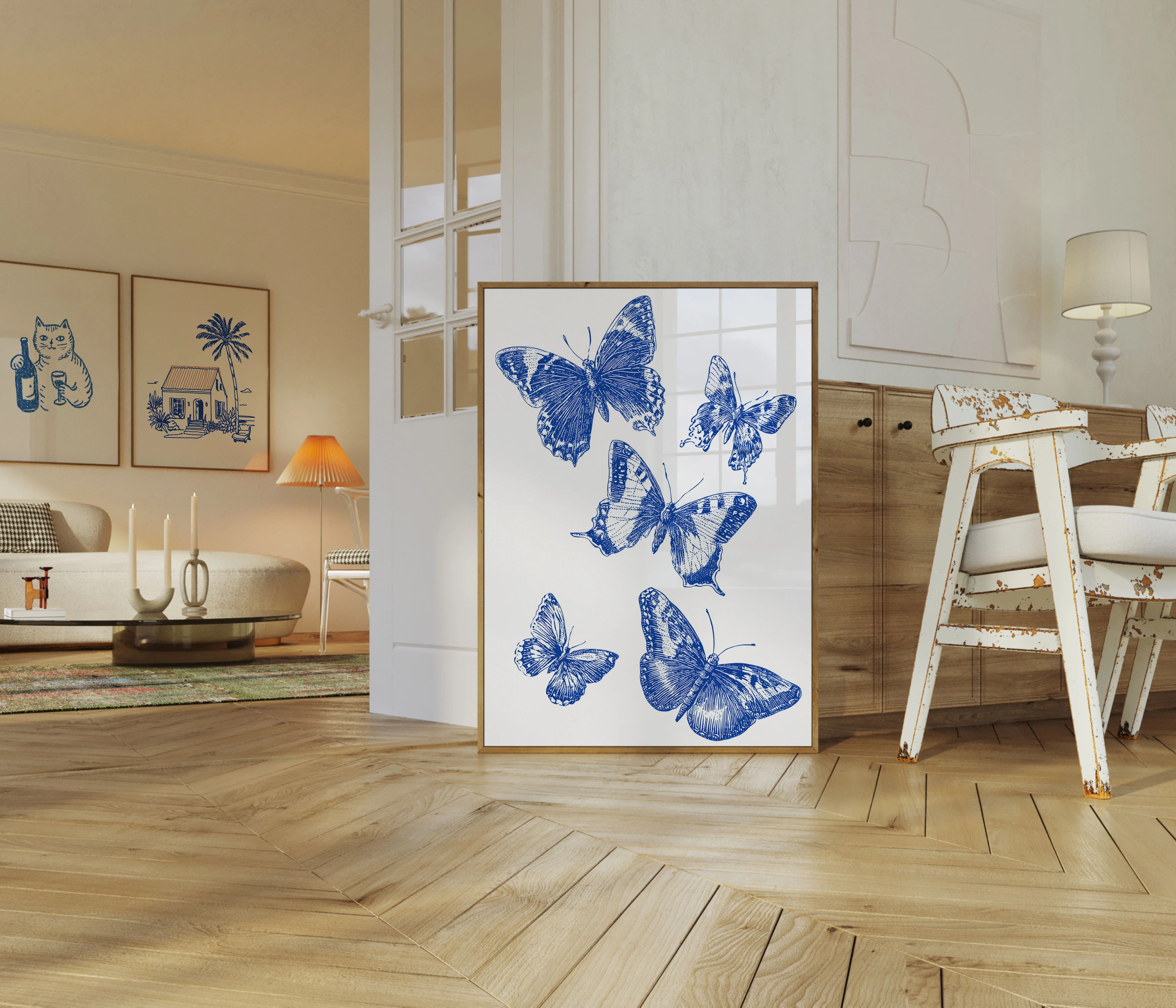 Blue Butterfly Symphony Poster - Image 5