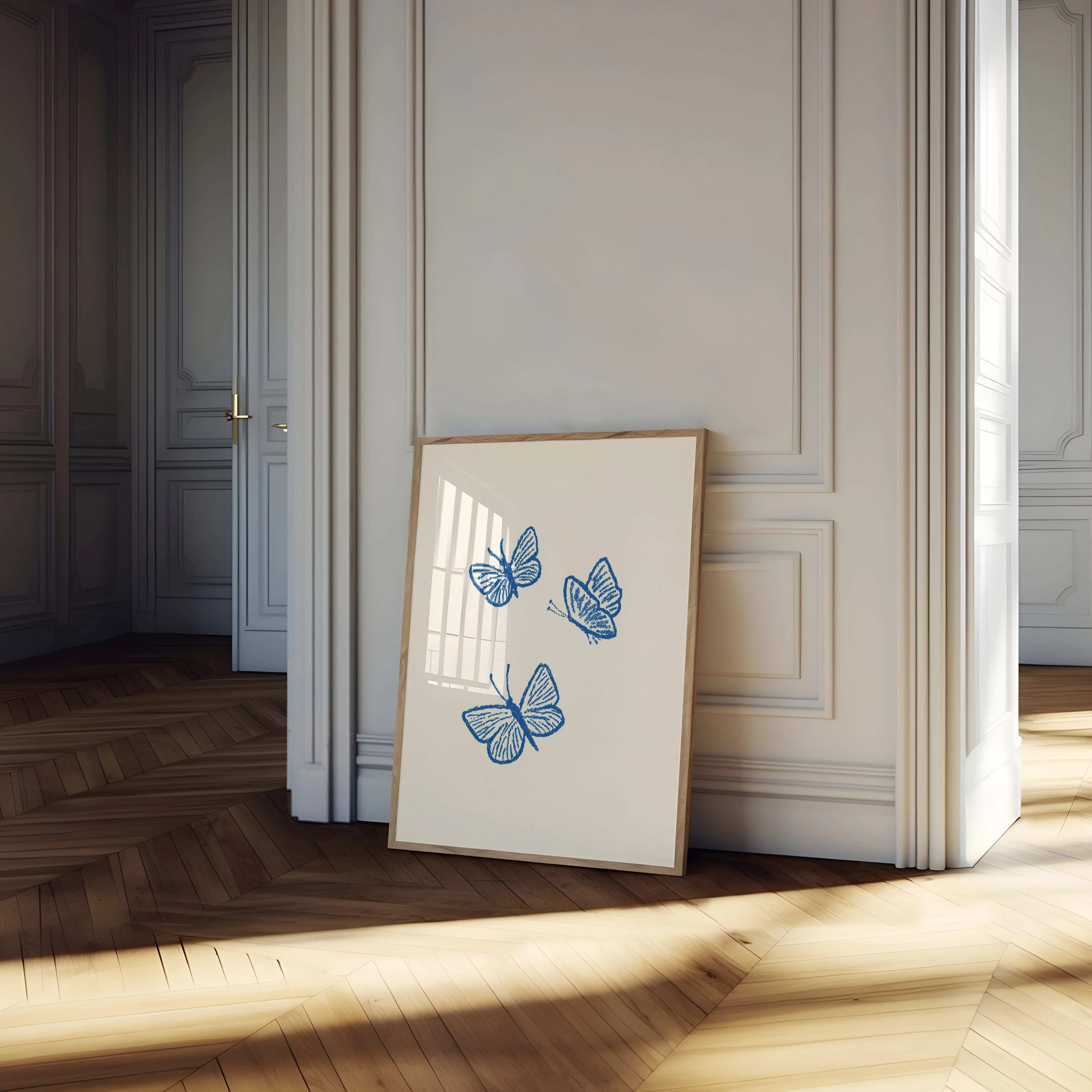 Blue Butterfly Trio Poster - Image 4