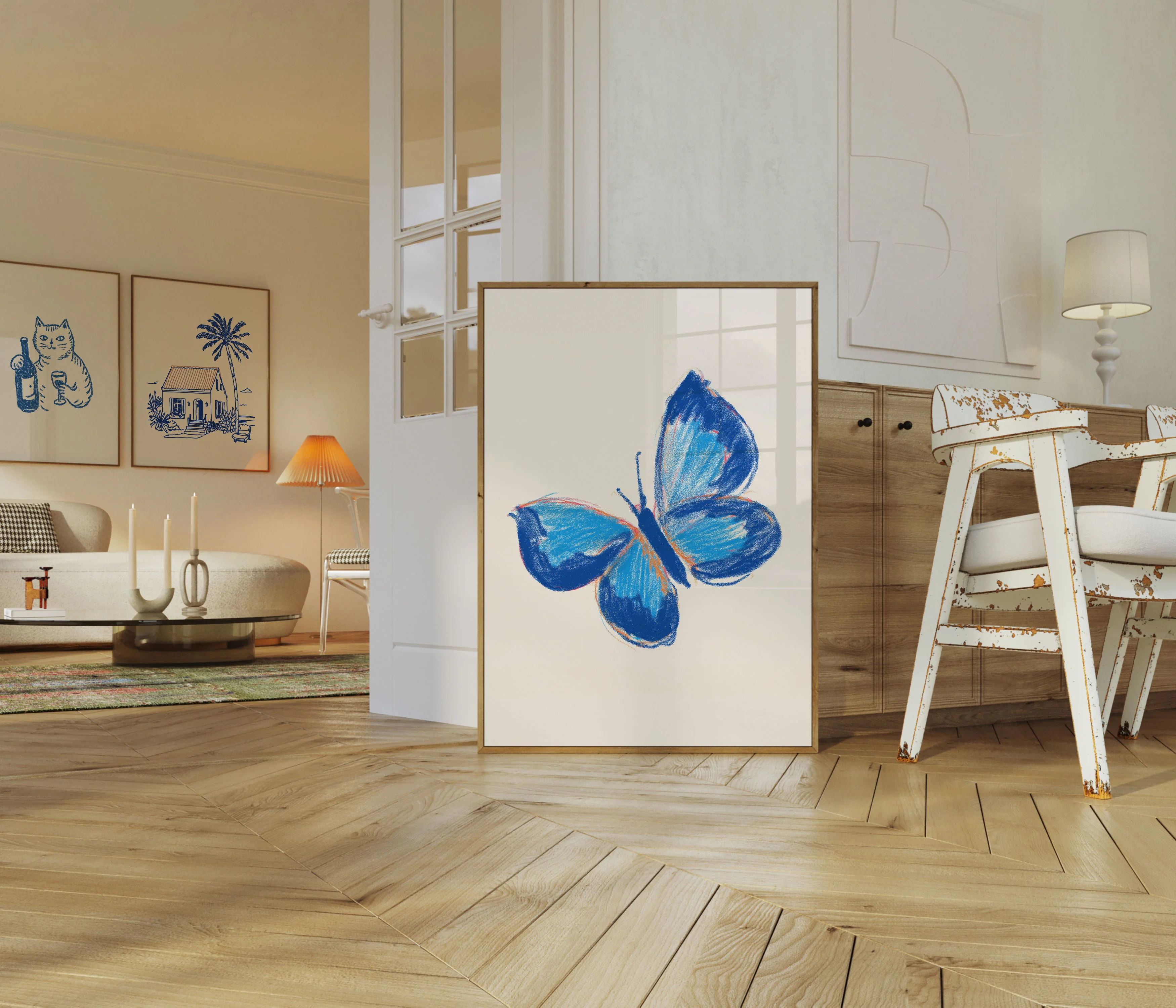 Blue Butterfly Watercolor Poster - Image 5