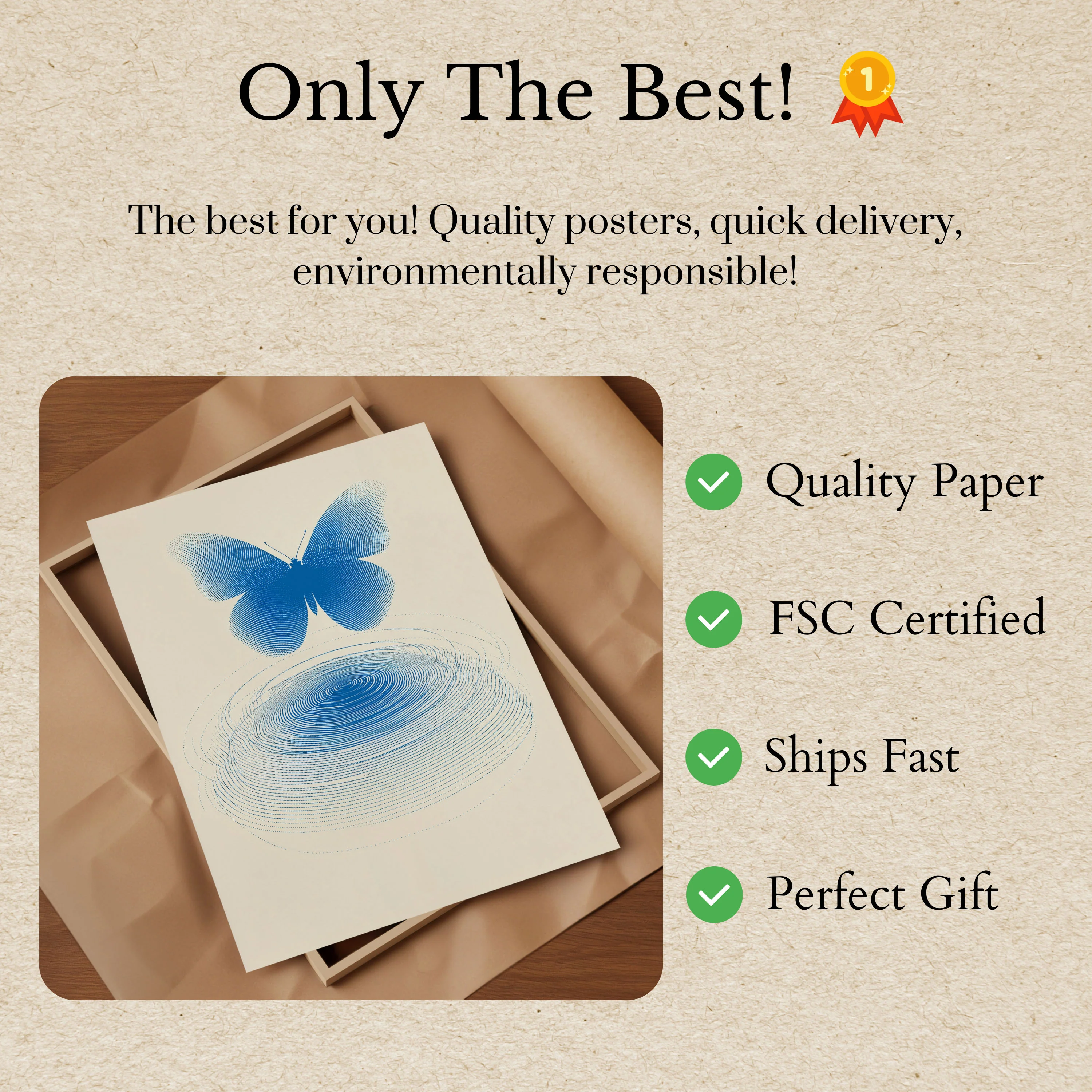 Blue Butterfly Wave Poster - Image 3