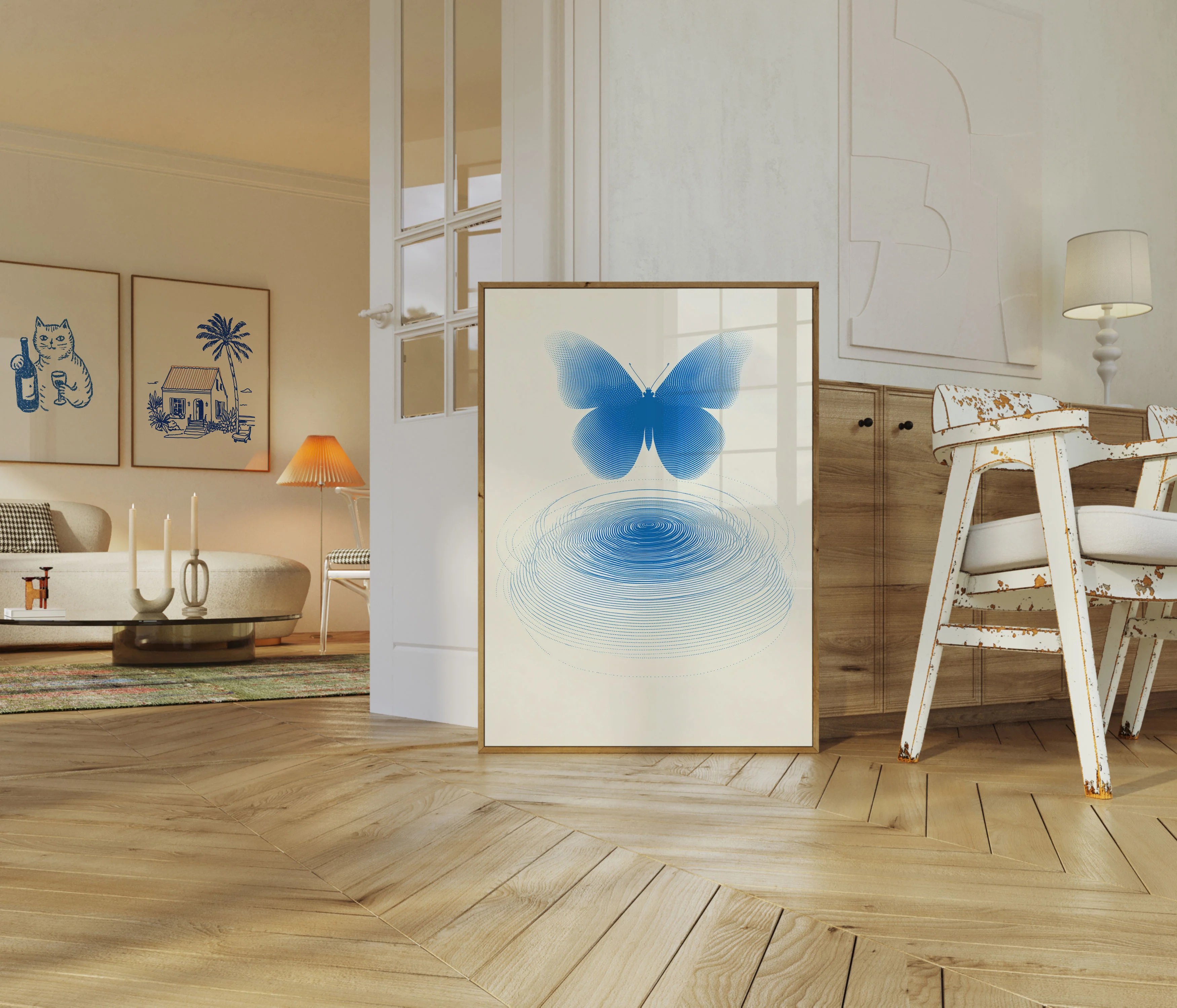 Blue Butterfly Wave Poster - Image 5