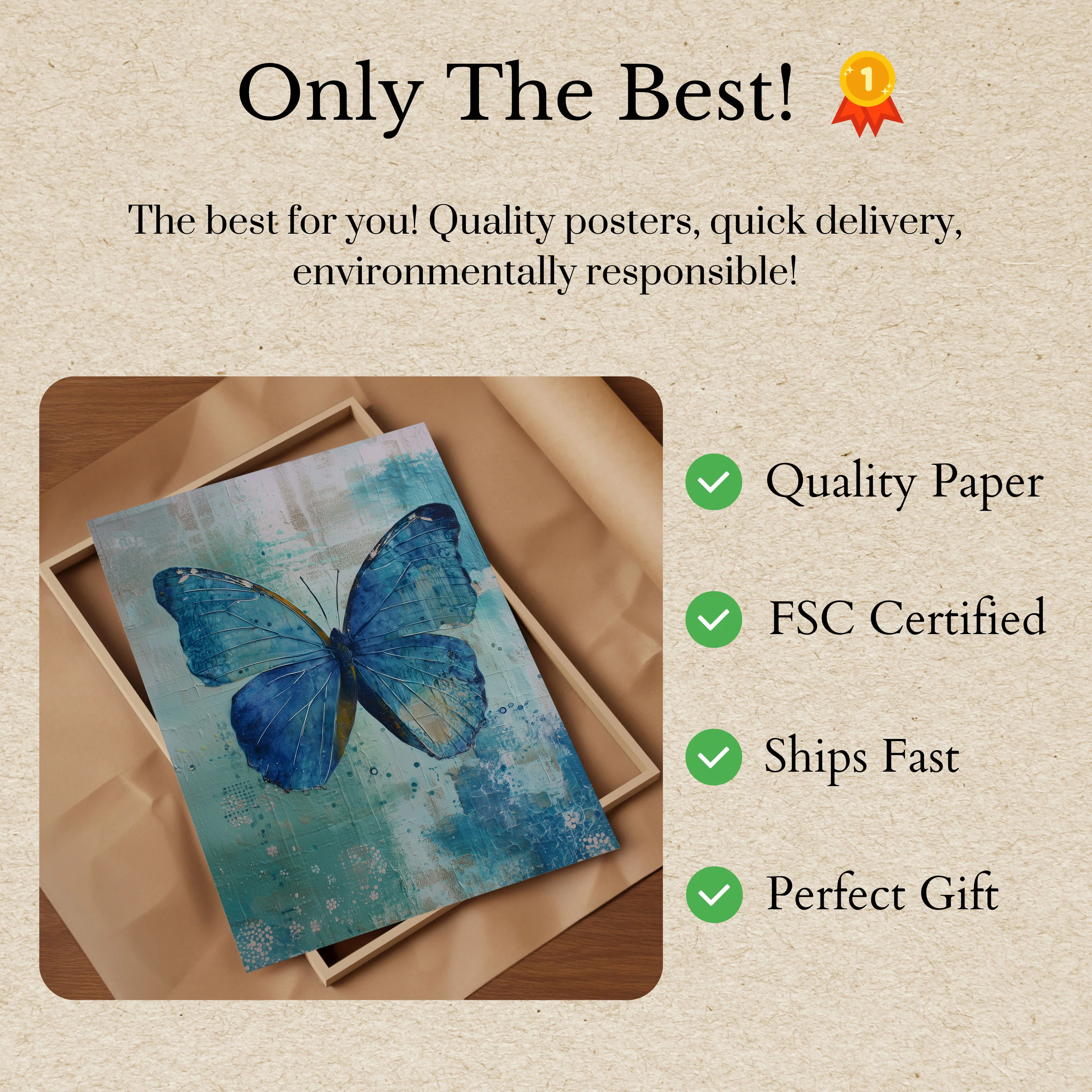 Blue Butterfly Wings Poster - Image 3
