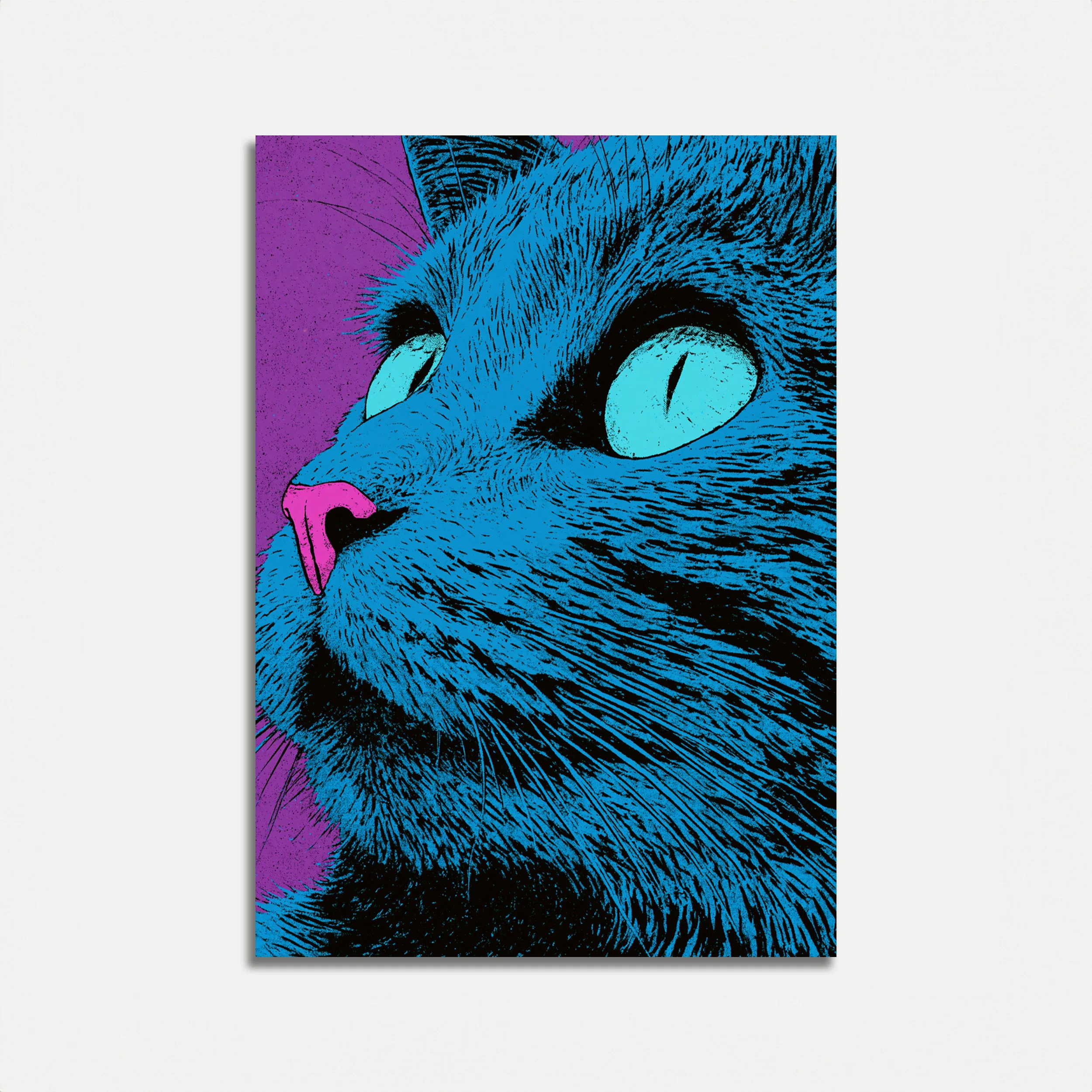 Blue Cat Pop Art Poster