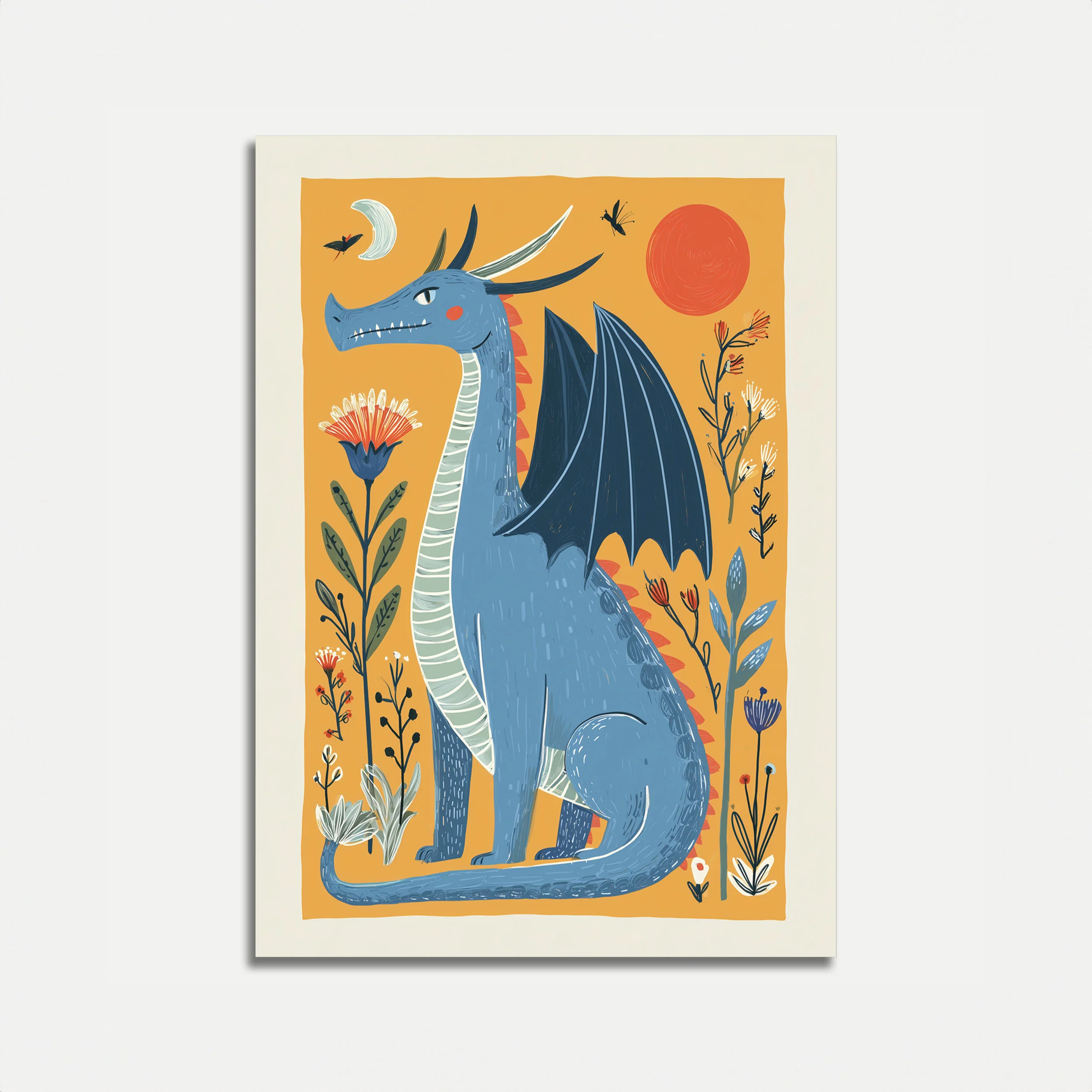 Blue Dragon Woodland Fantasy Poster