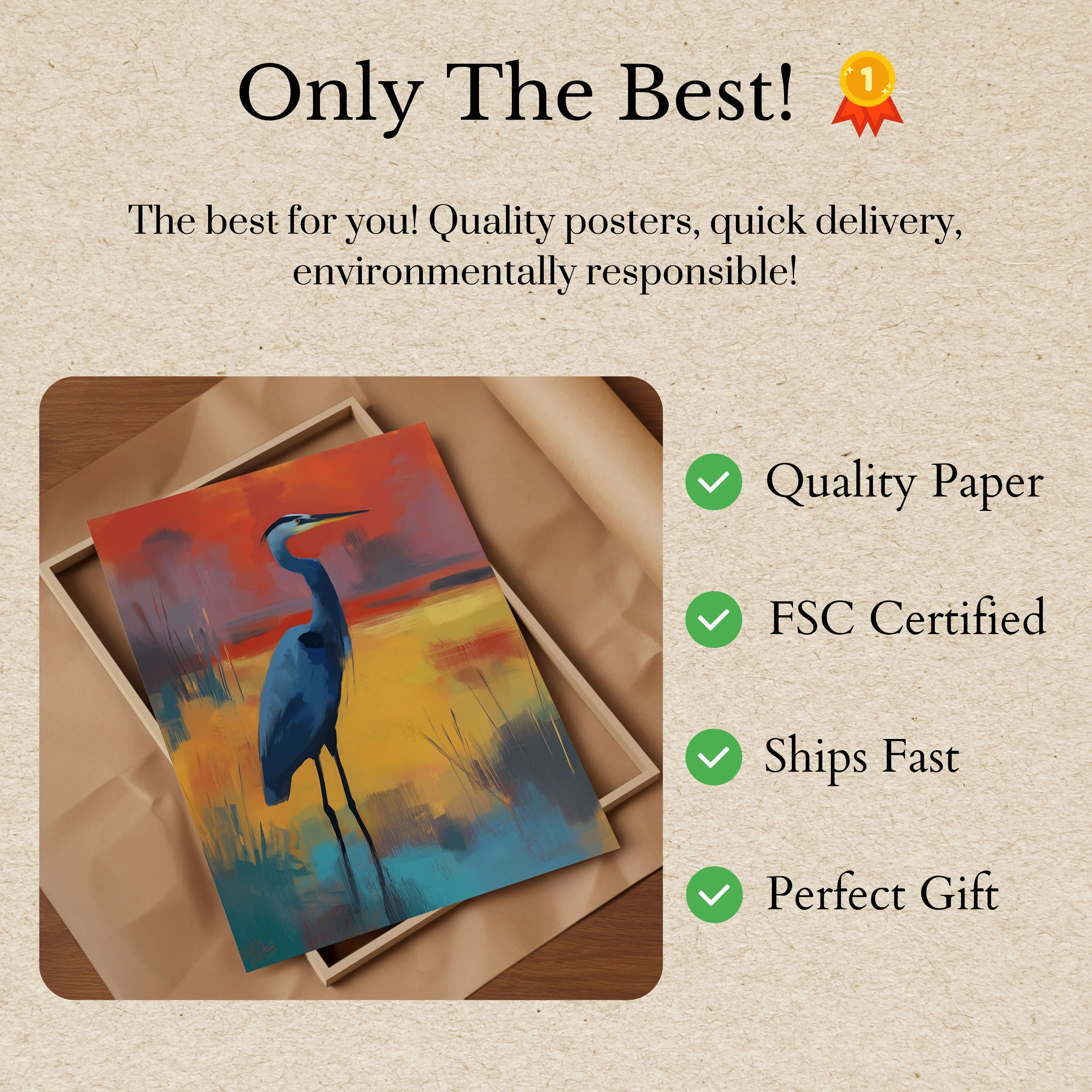 Blue Heron Sunset Poster - Image 3