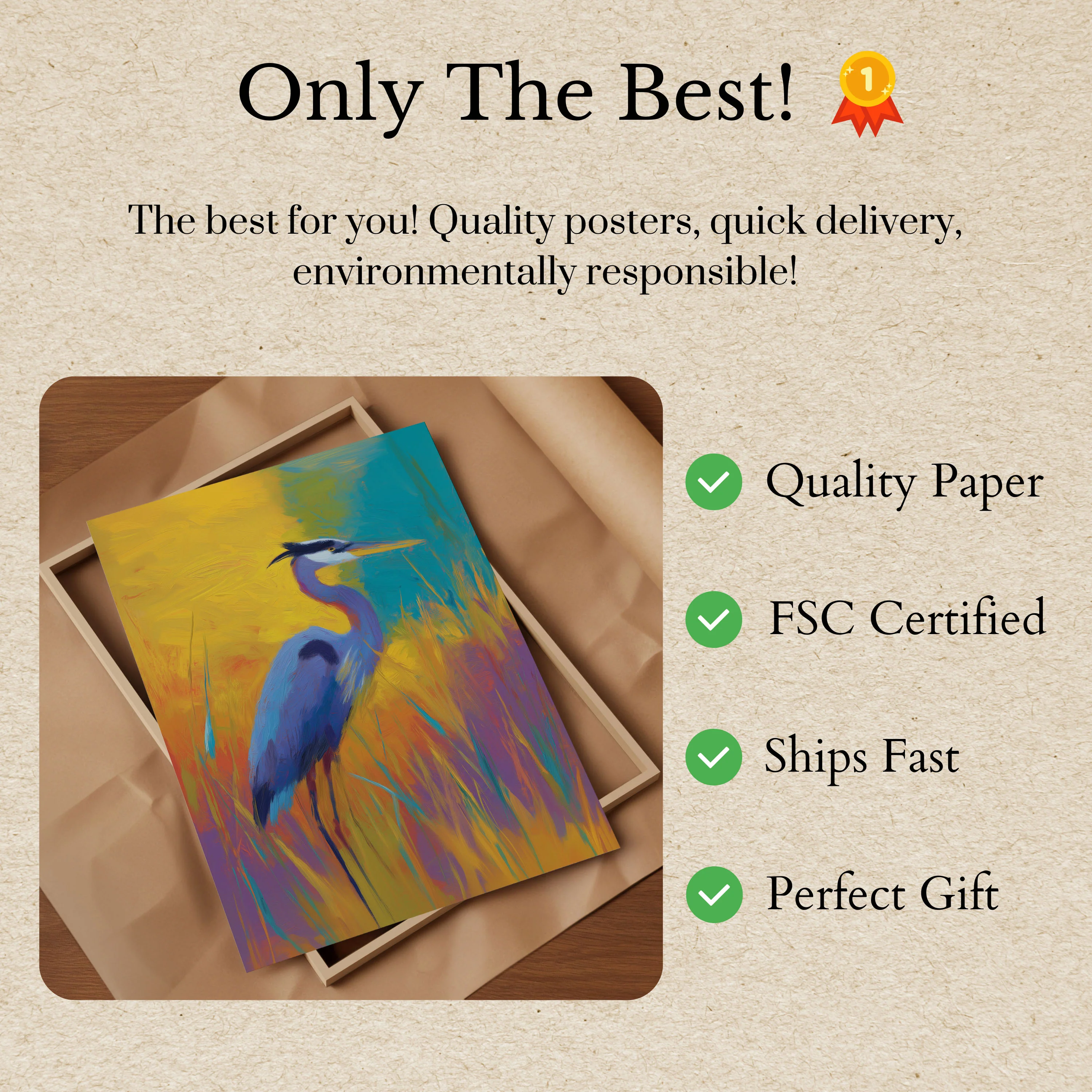 Blue Heron Sunset Poster - Image 3