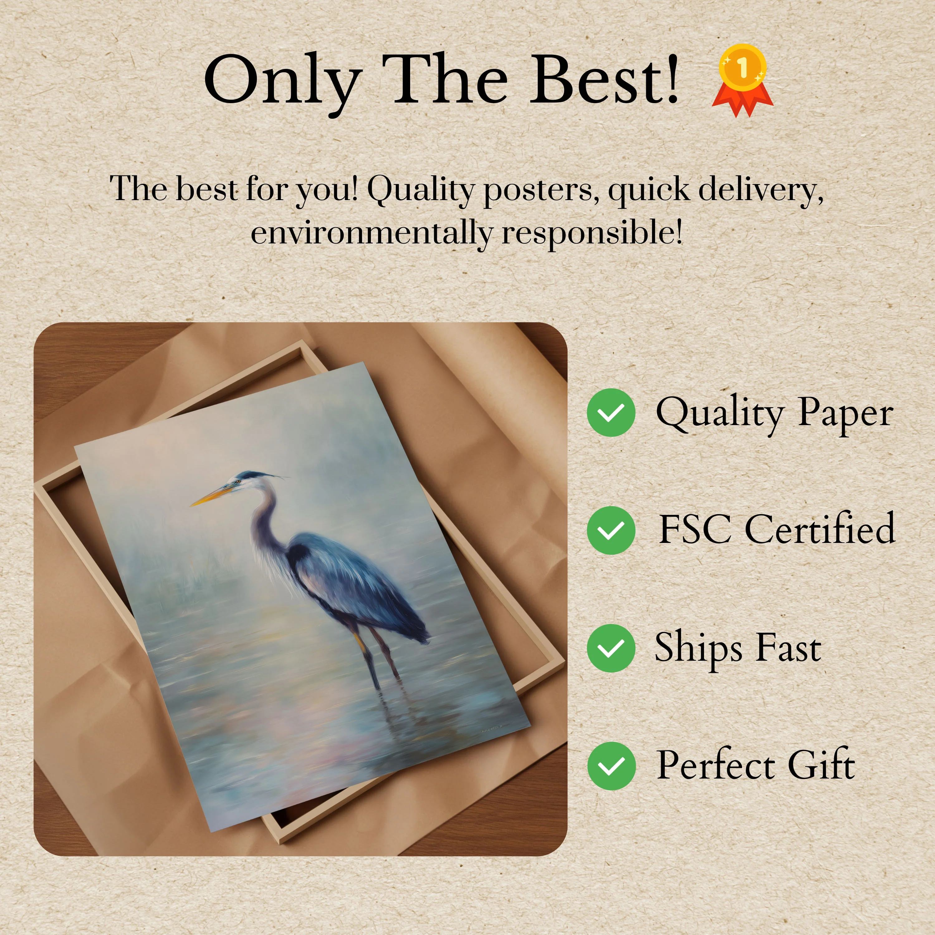 Blue Heron Watercolor Elegance Poster - Image 3