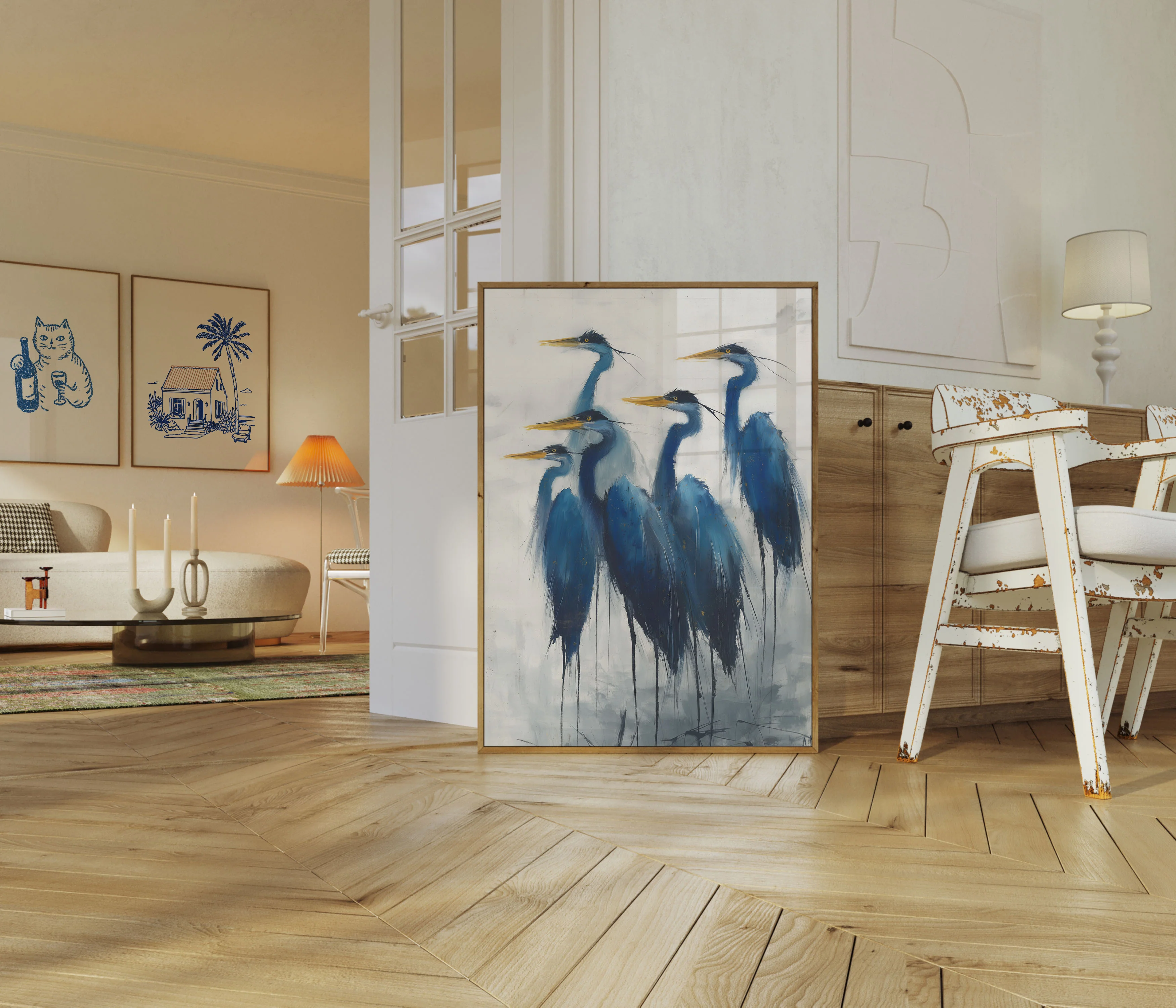 Blue Herons in Watercolor Poster - Image 5