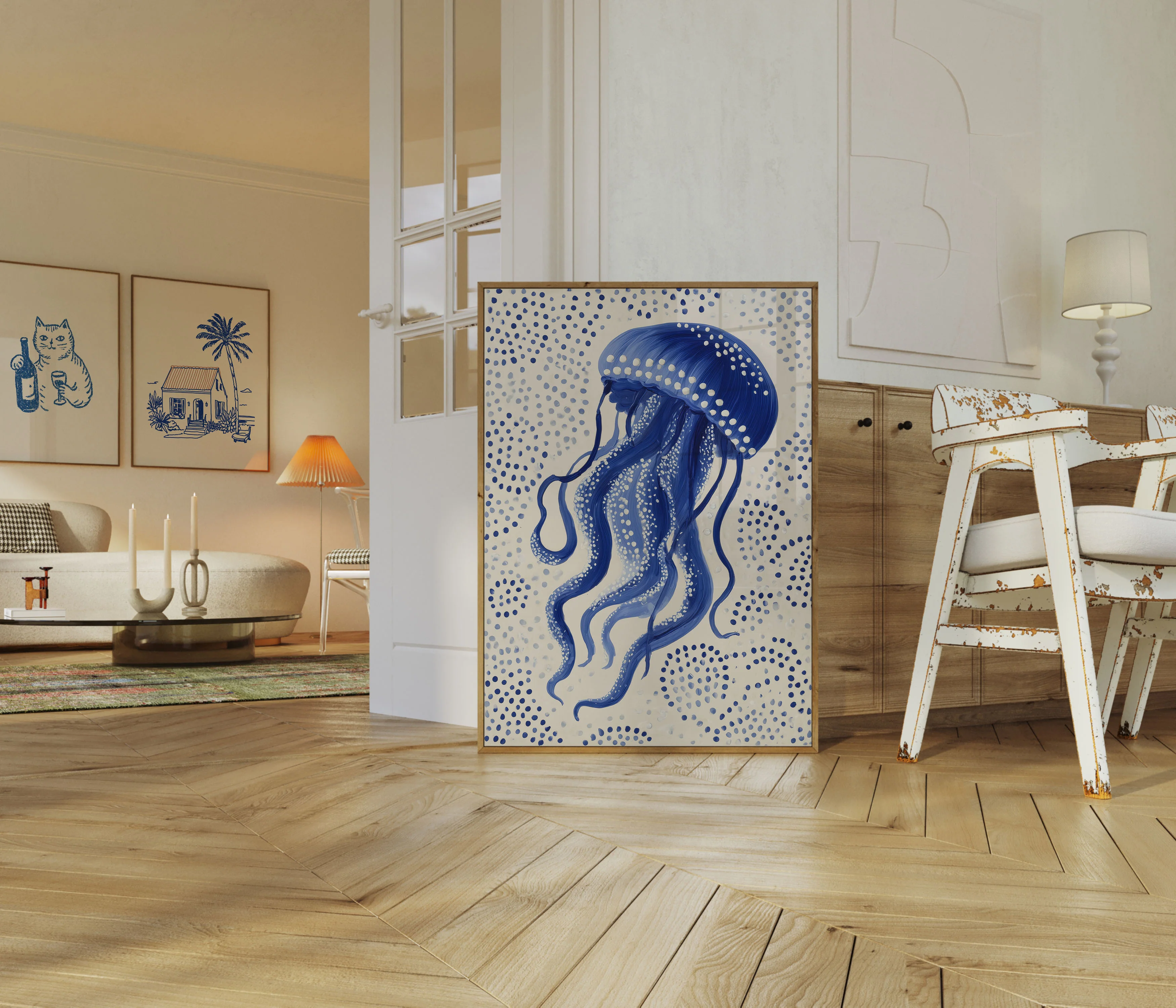 Blue Jellyfish Watercolor Poster - Image 5