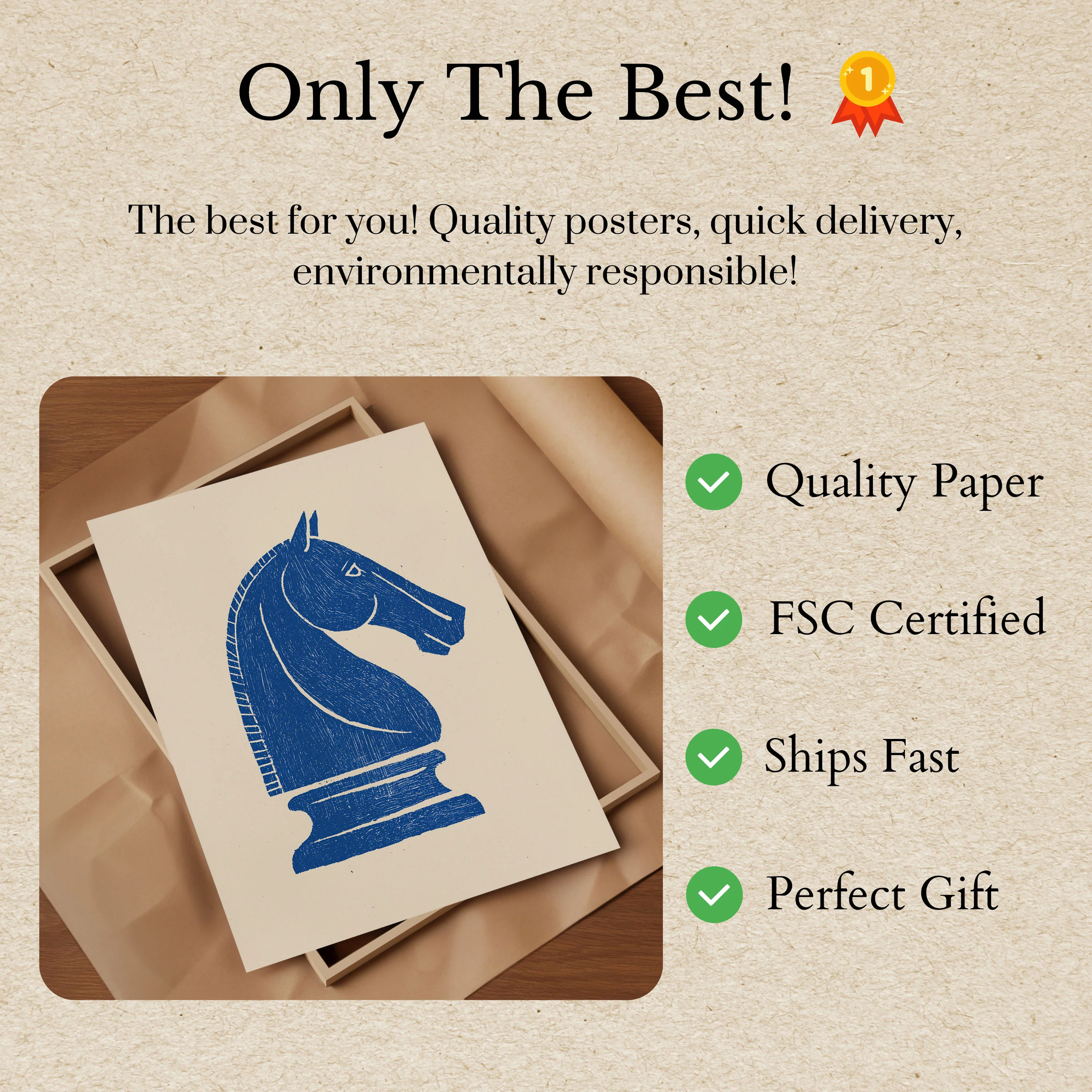 Blue Knight Chess Piece Poster - Image 3