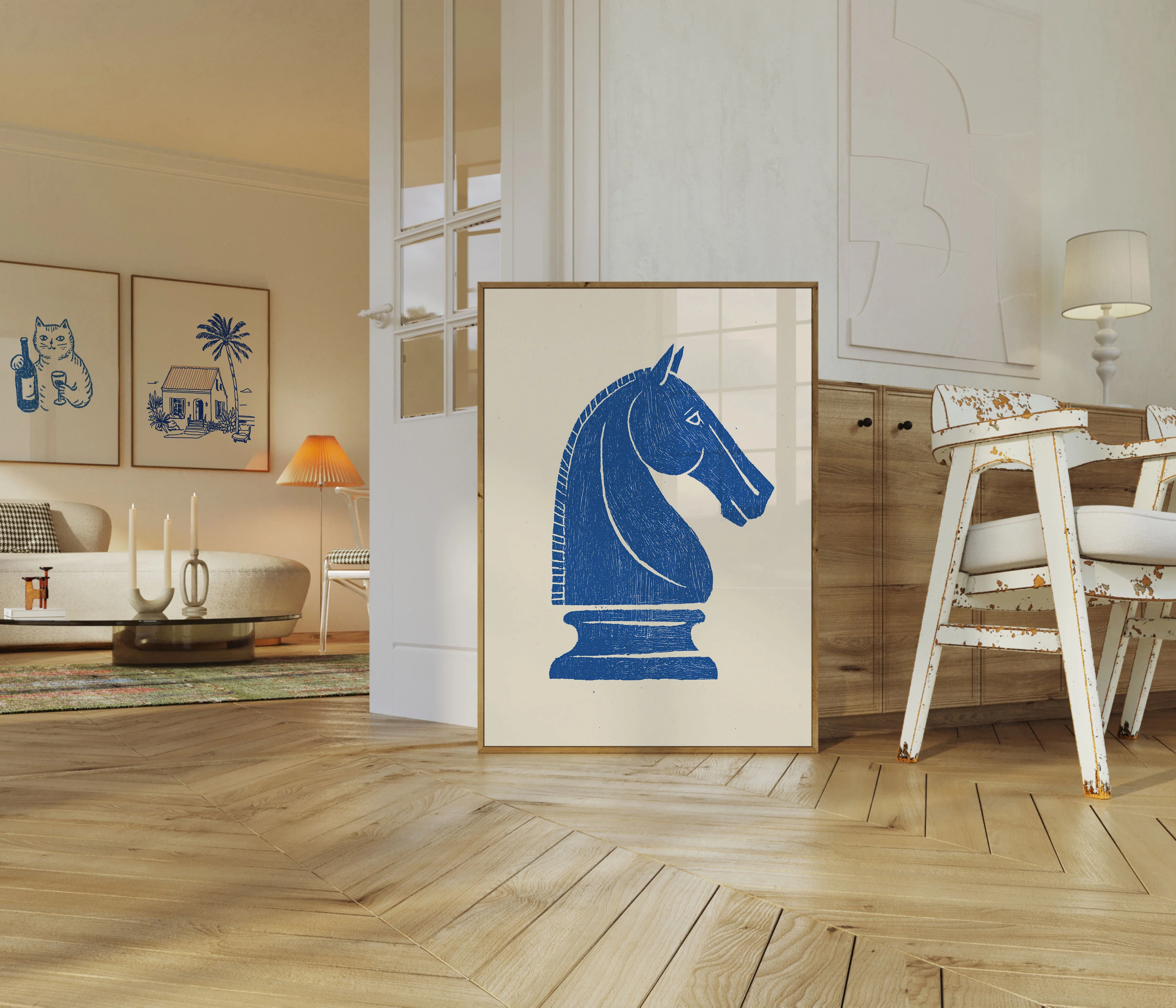 Blue Knight Chess Piece Poster - Image 5