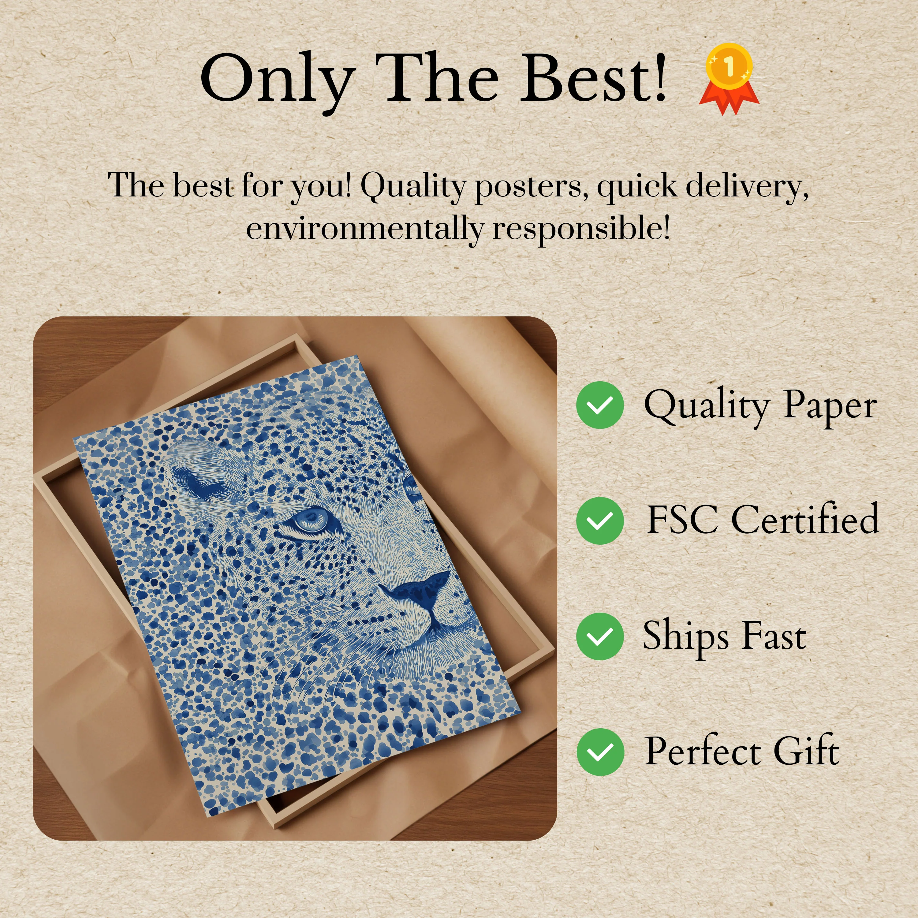 Blue Leopard Spirit Poster - Image 3