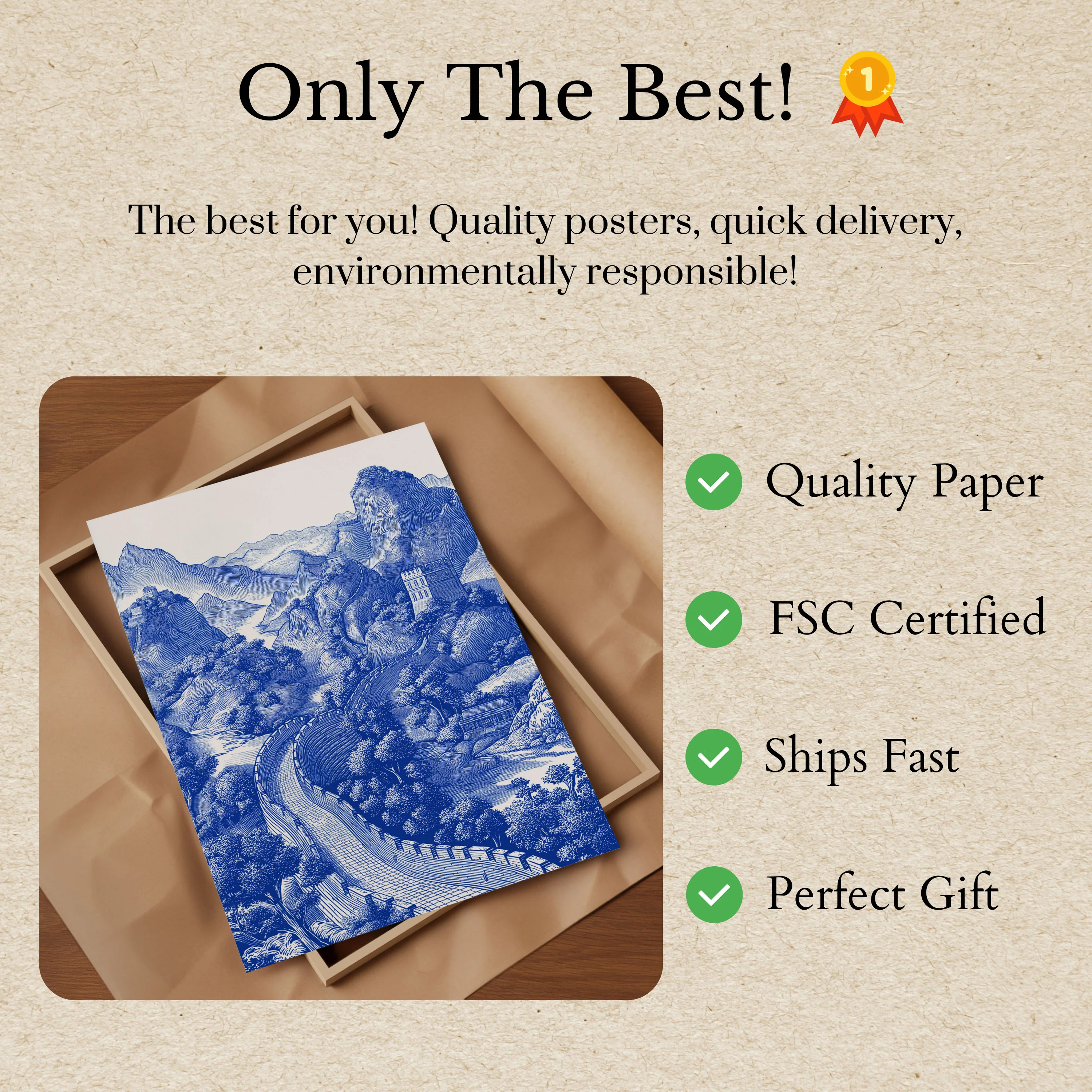 Blue Mountain Great Wall Poster - Image 3