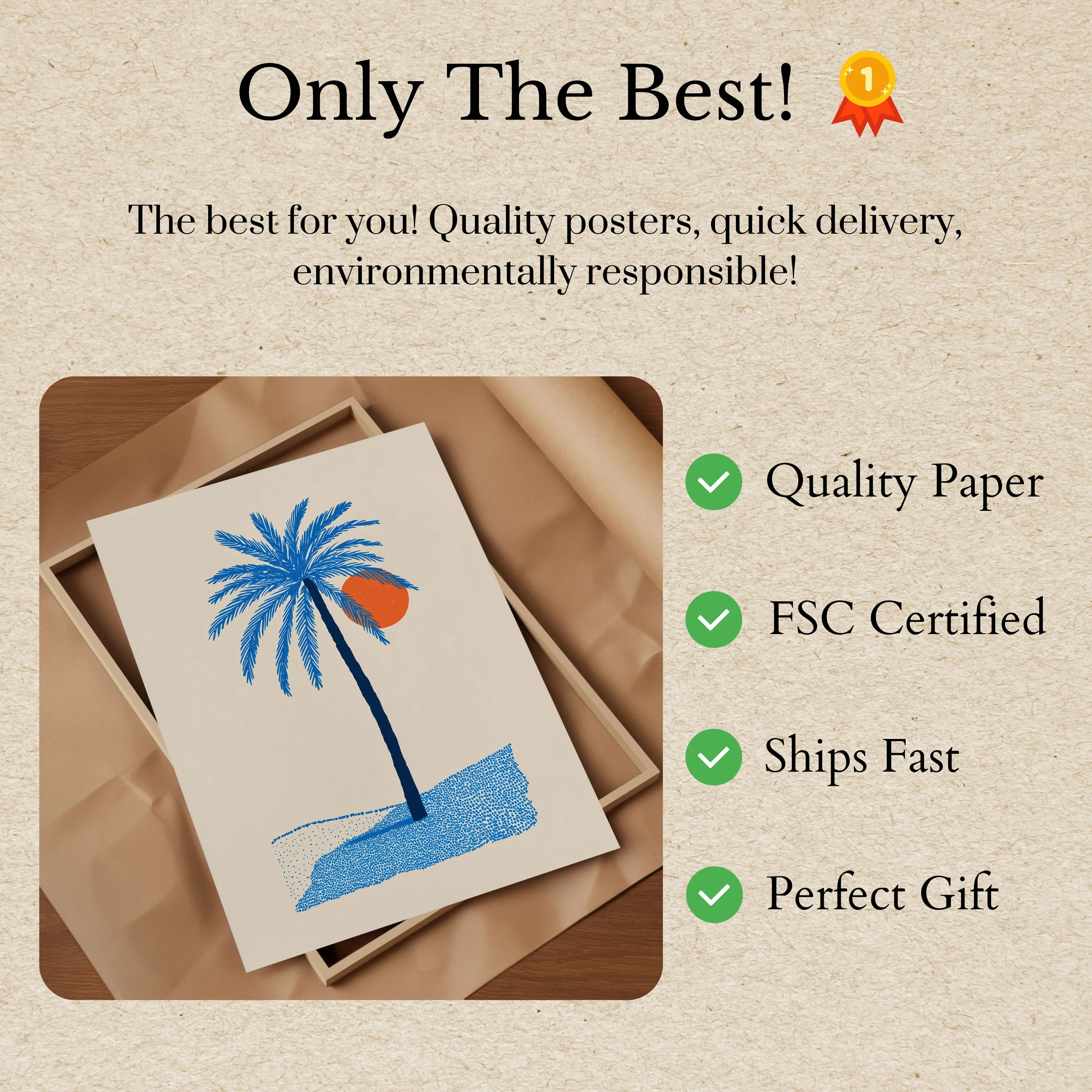 Blue Palm Sunset Surfing Poster - Image 3