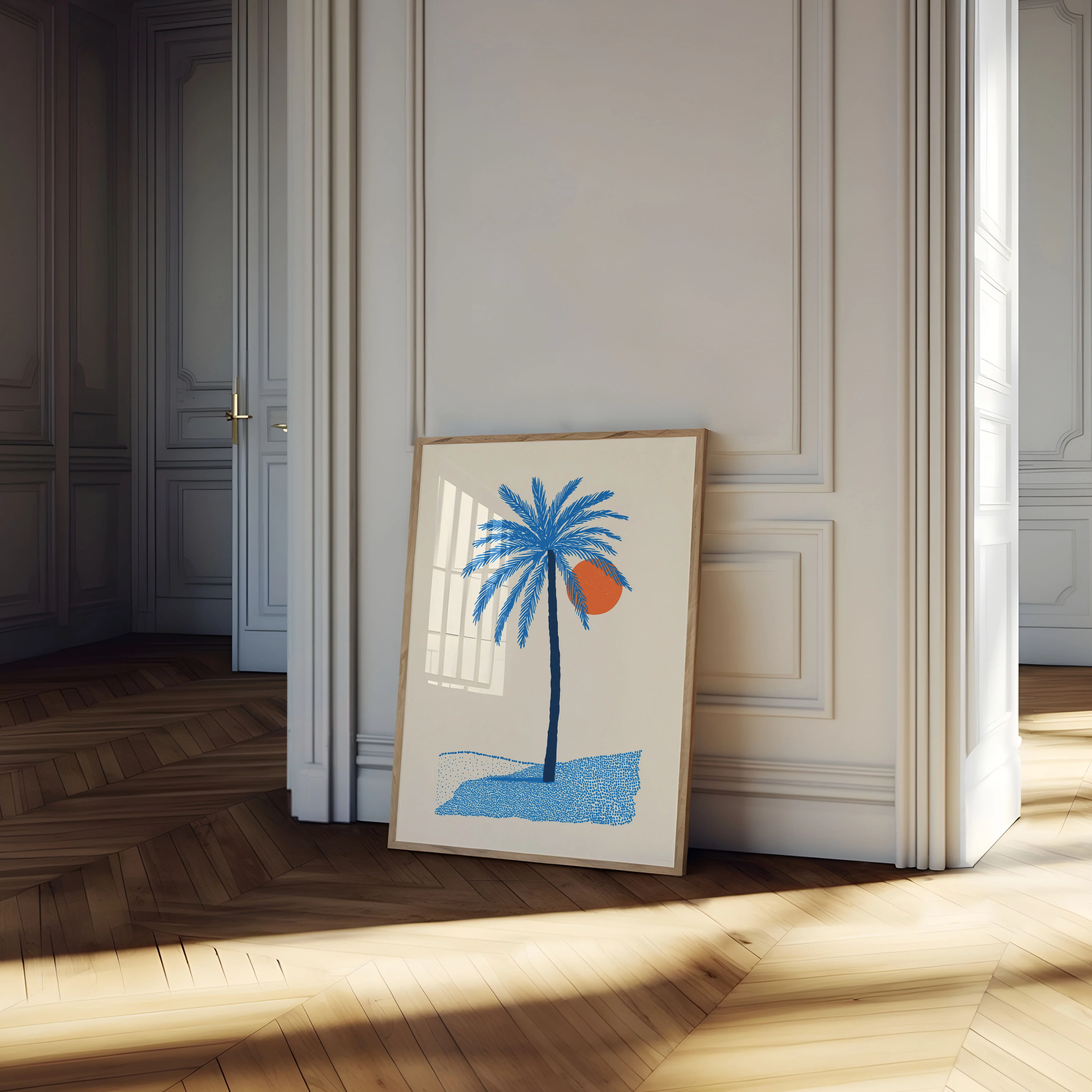 Blue Palm Sunset Surfing Poster - Image 4