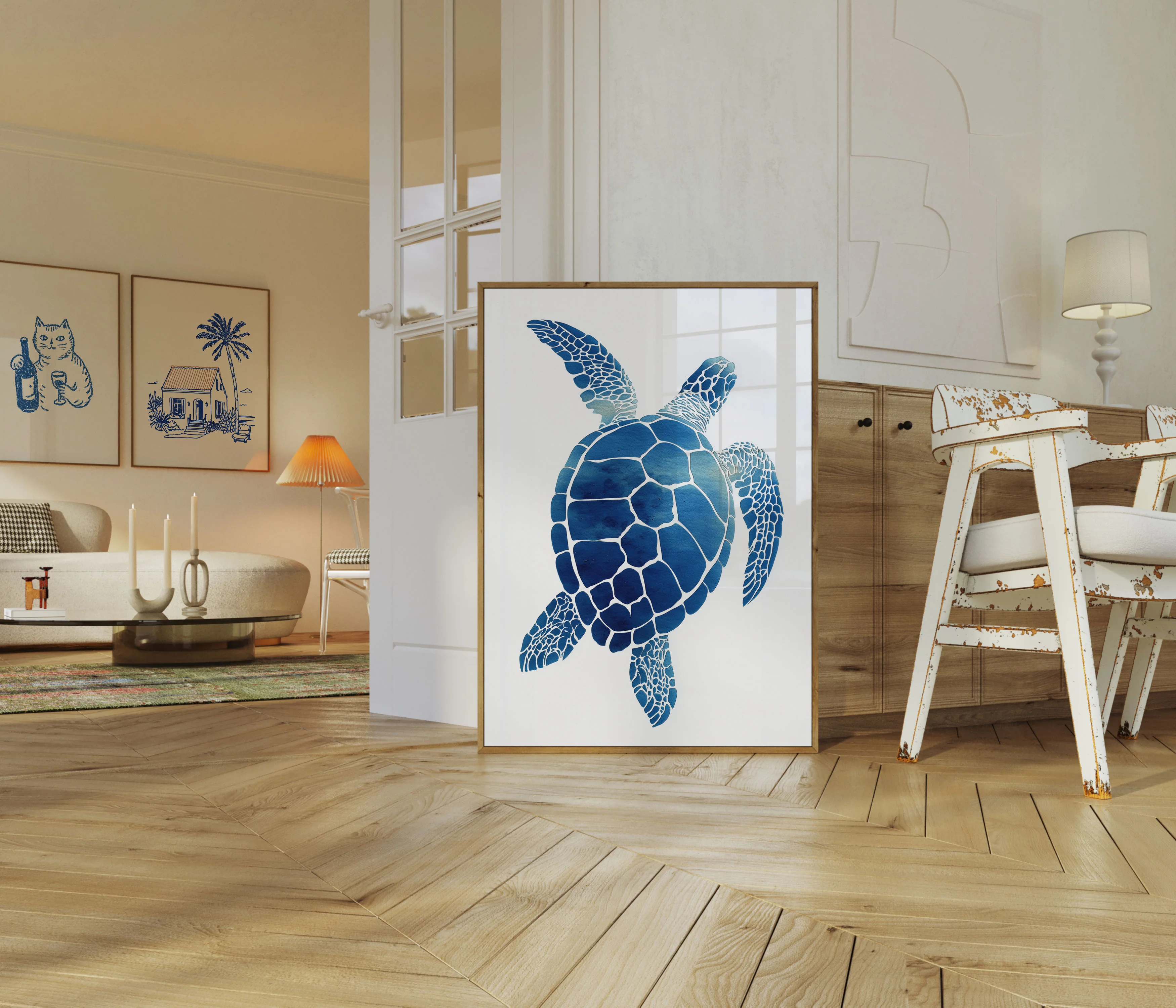 Blue Sea Turtle Ocean Poster - Image 5